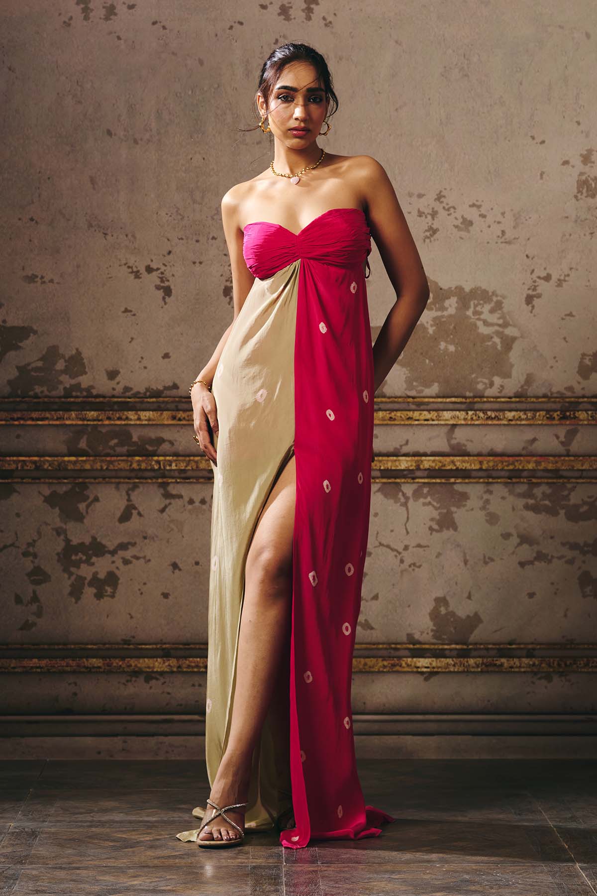 Buy Colorblock Off Shoulder Gown by Masumi Mewawalla for women online at ScrollnShops