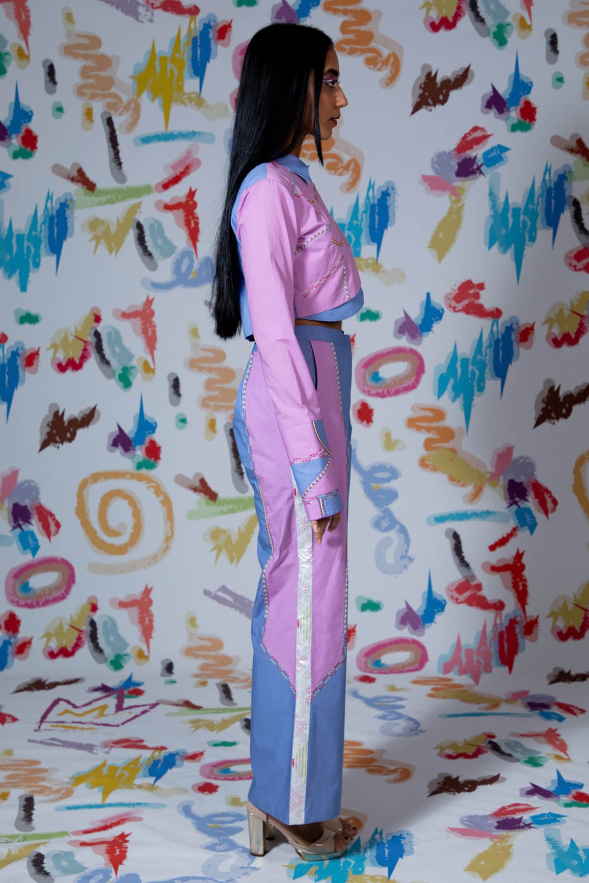 Colorblock Patch Work Co-ord Set
