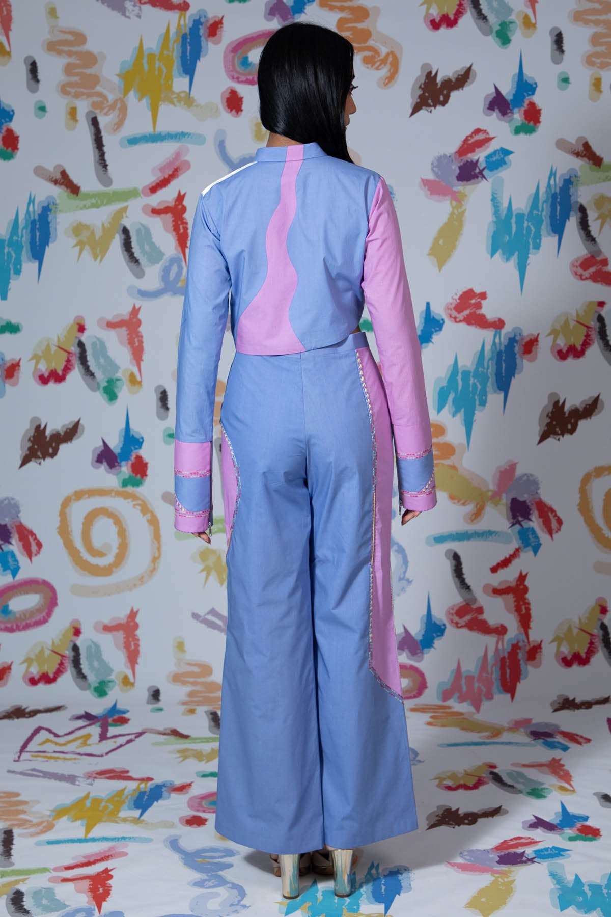 Colorblock Patch Work Co-ord Set