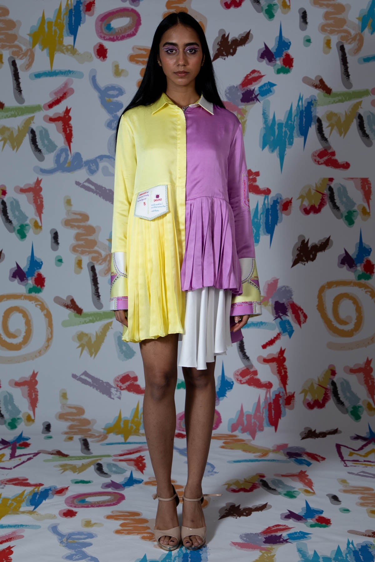 Buy Arya Giri Colorblock Pleated Shirt Dress