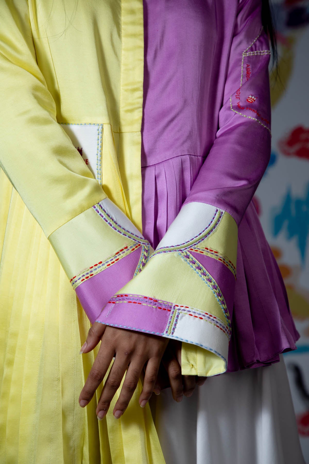 Colorblock Pleated Shirt Dress