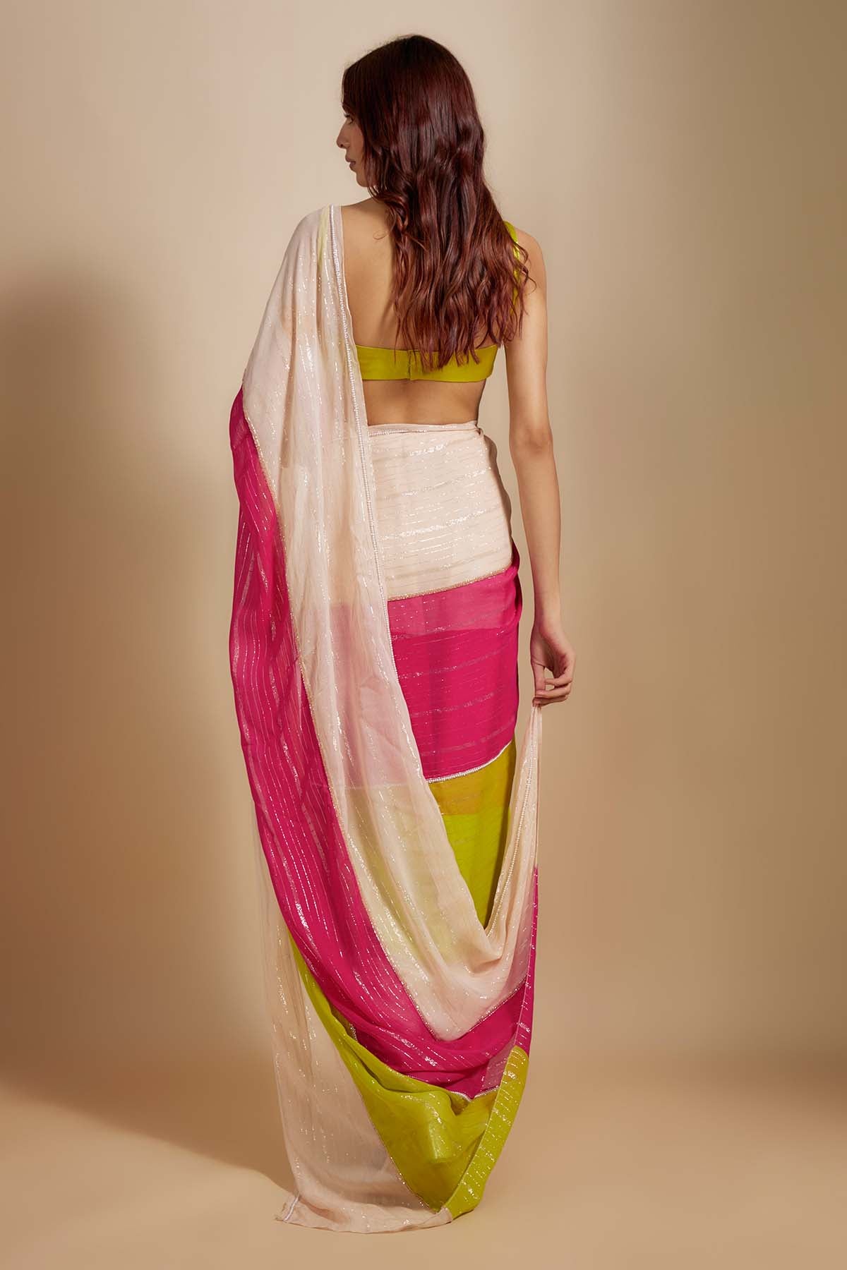 Colorblock Pre-Draped Saree