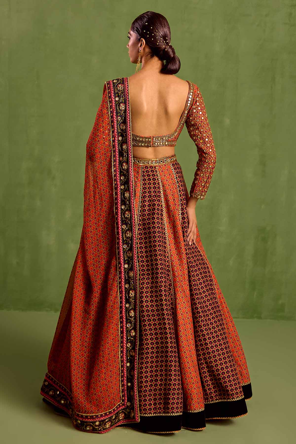 Colorblock Printed Lehenga Set