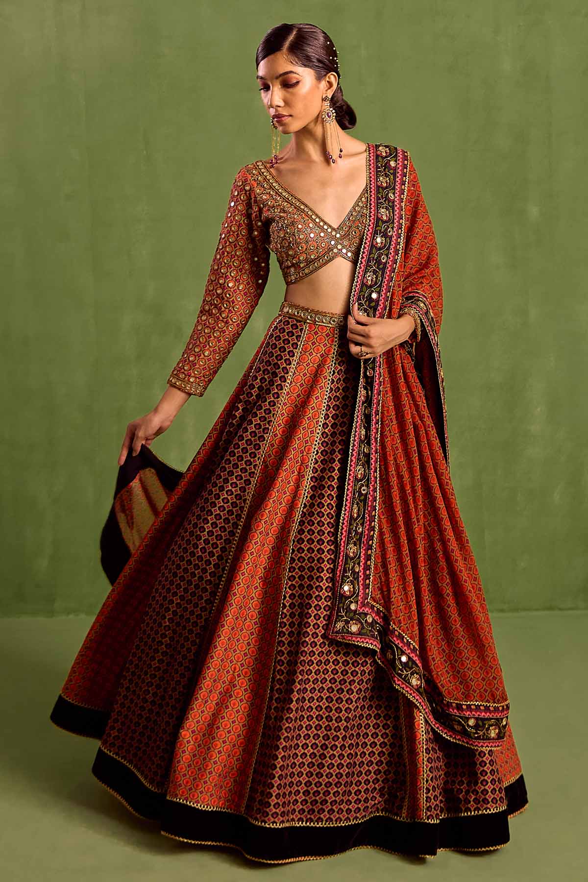 Designer Neha Khullar Colorblock Printed Lehenga Set for Women Online