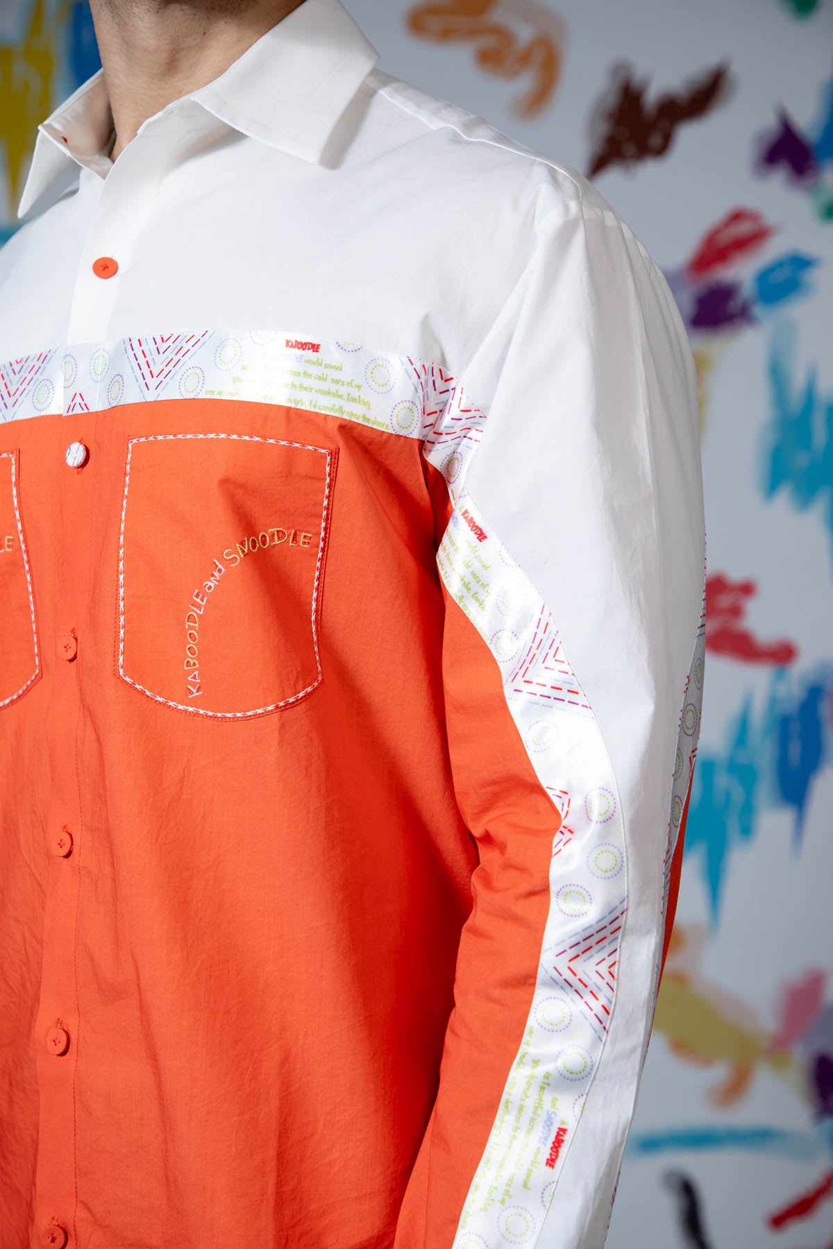 Colorblock Printed Tape Shirt