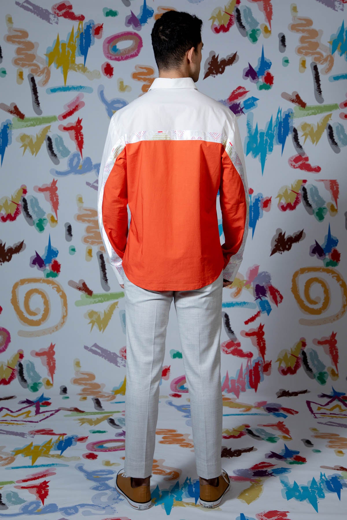 Colorblock Printed Tape Shirt