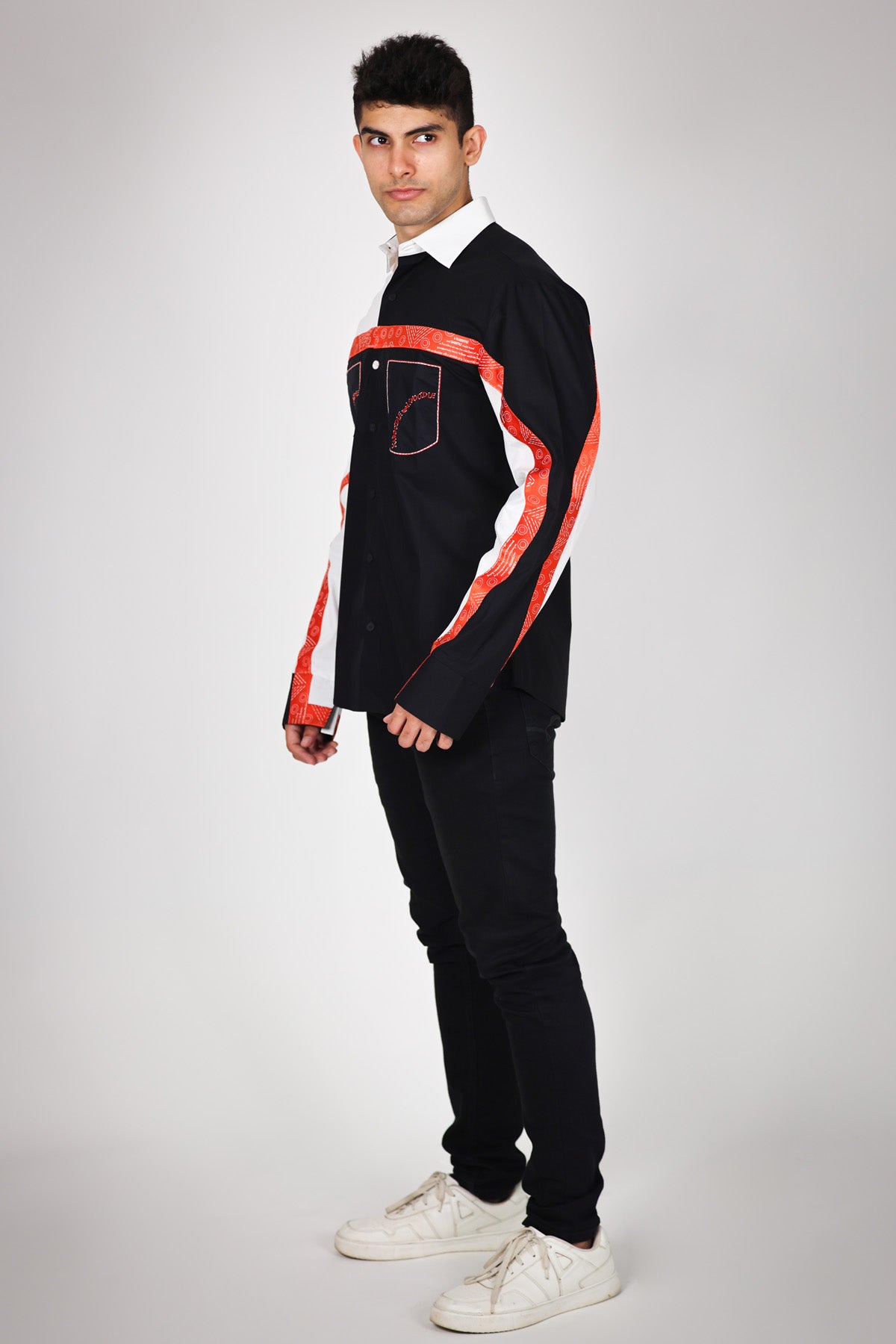 Printed Colorblock Tape Shirt