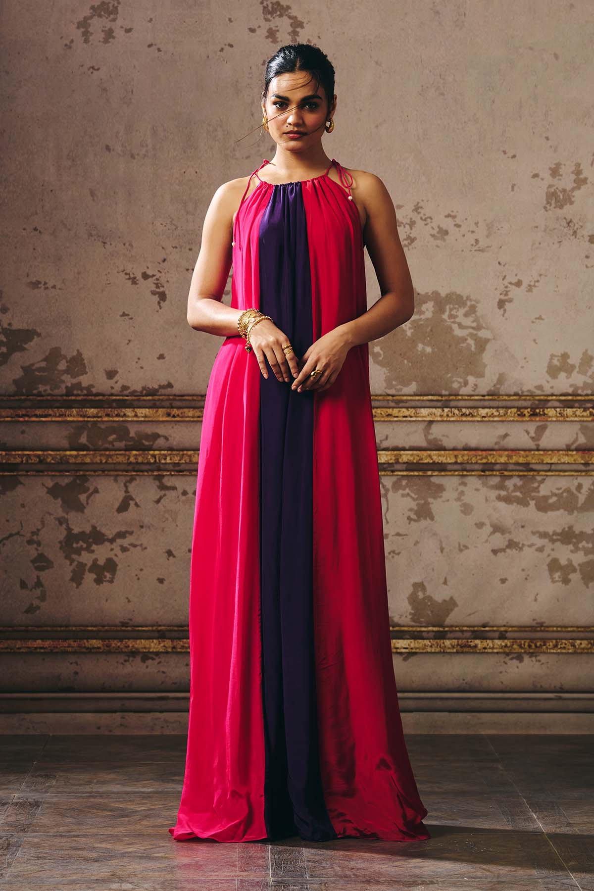 Buy Colorblock Shoulder Tie-Up Gown by Masumi Mewawalla for women online at ScrollnShops