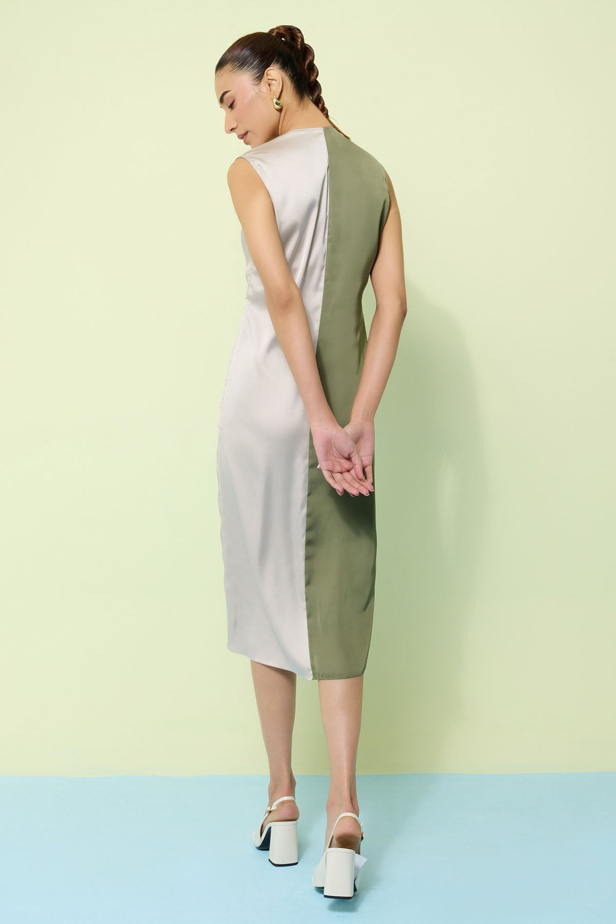 Colorblock Sleeveless Midi Dress