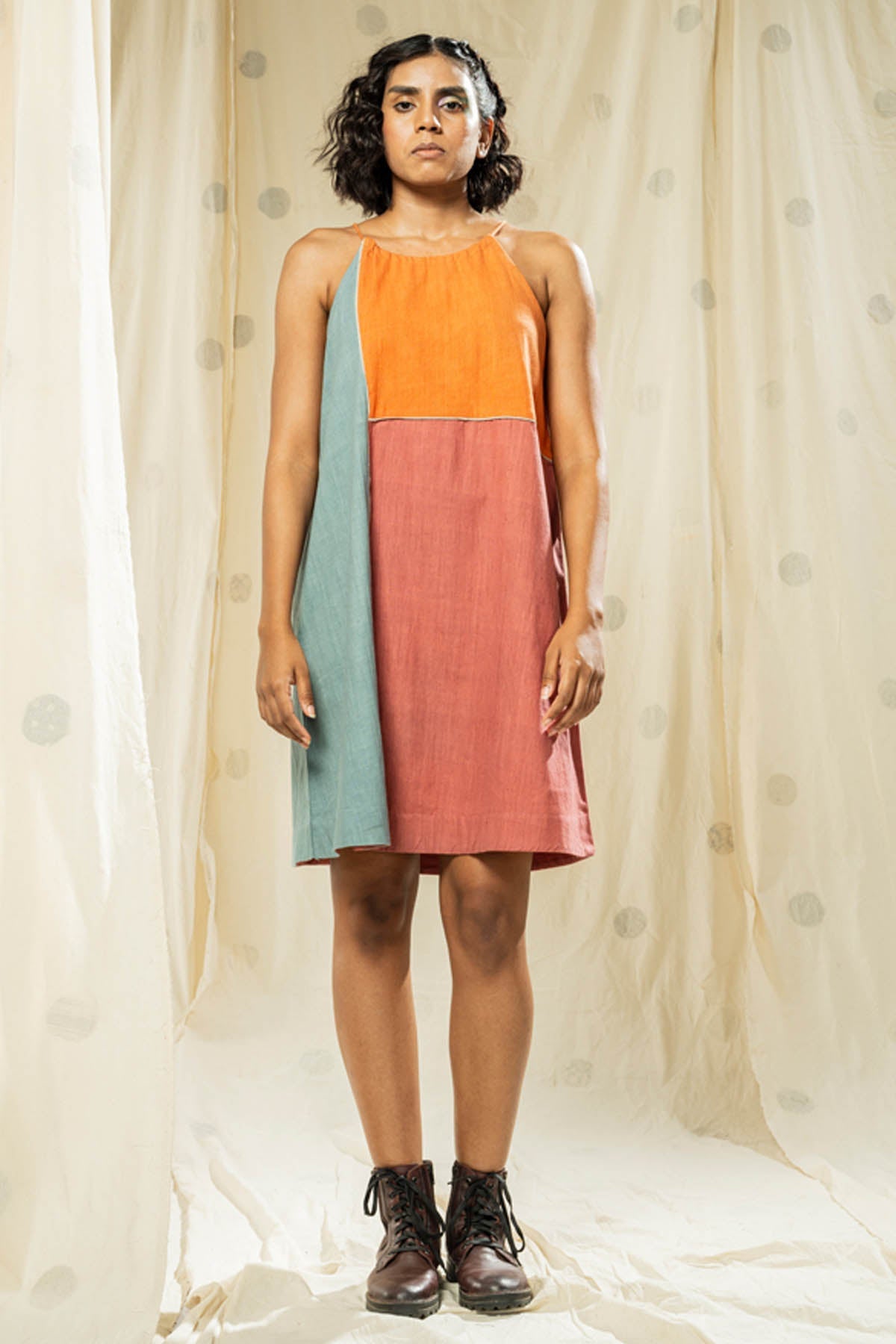 Thread Game Colorblock Spaghetti Mini Dress for women online at ScrollnShops