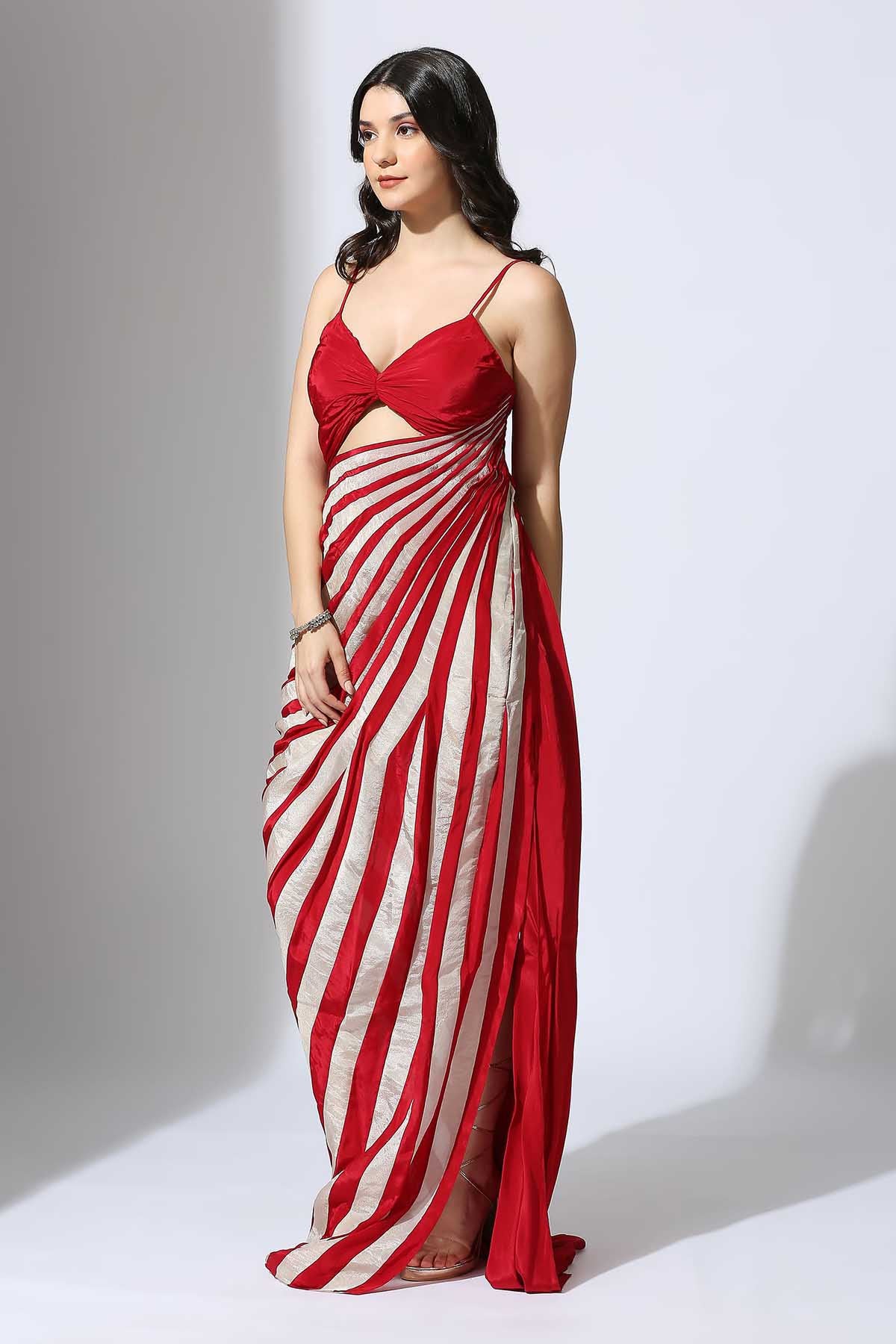 Colorblock Stripe Drape Dress