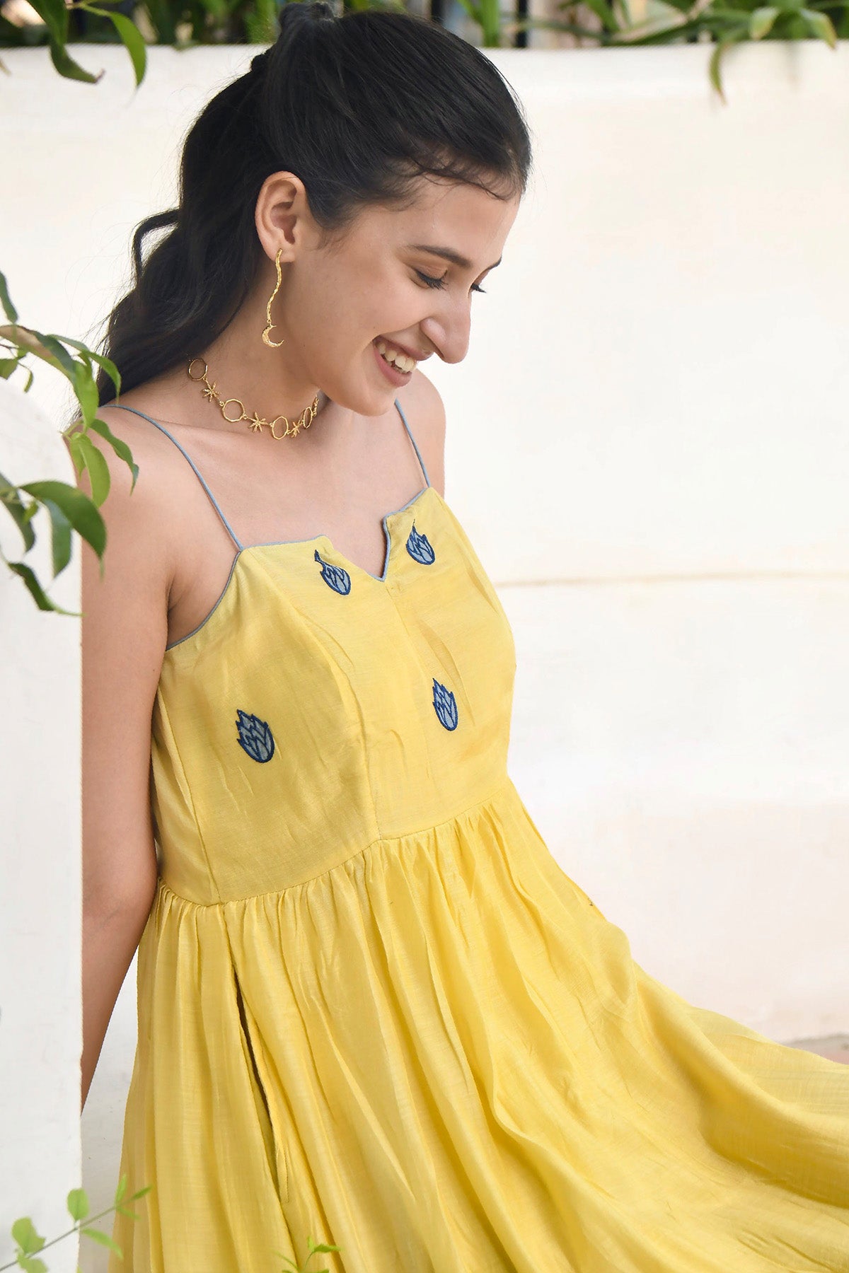 Colorblock Thread Work Dress