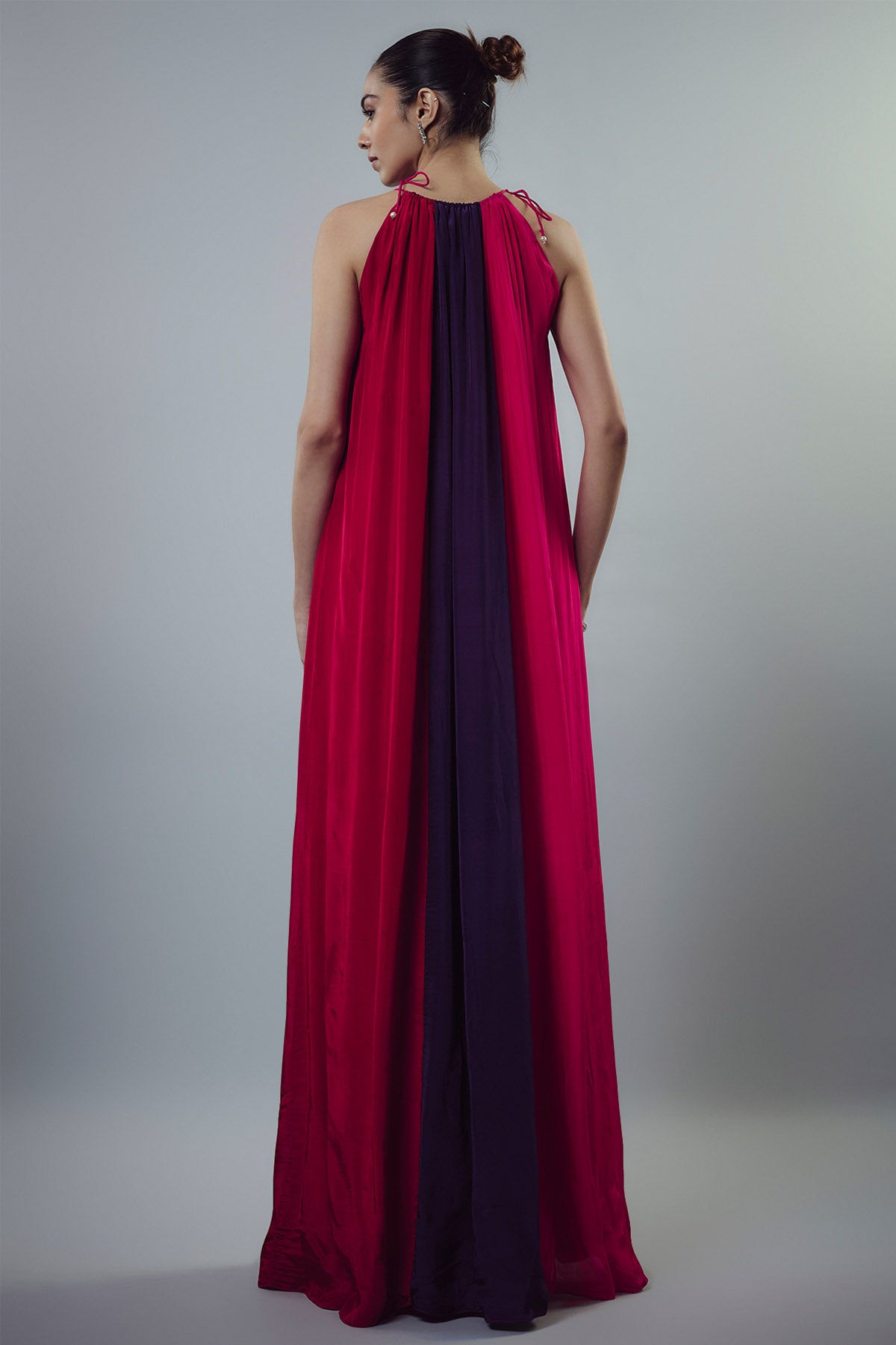 Colorblock Tie-Up A-Line Gown