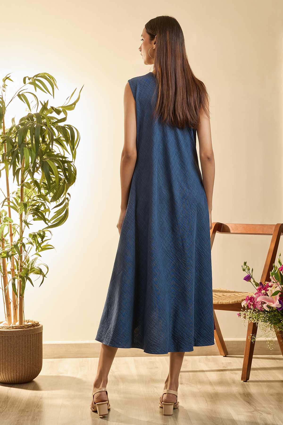 Colorblock V-Neck High-Low Dress