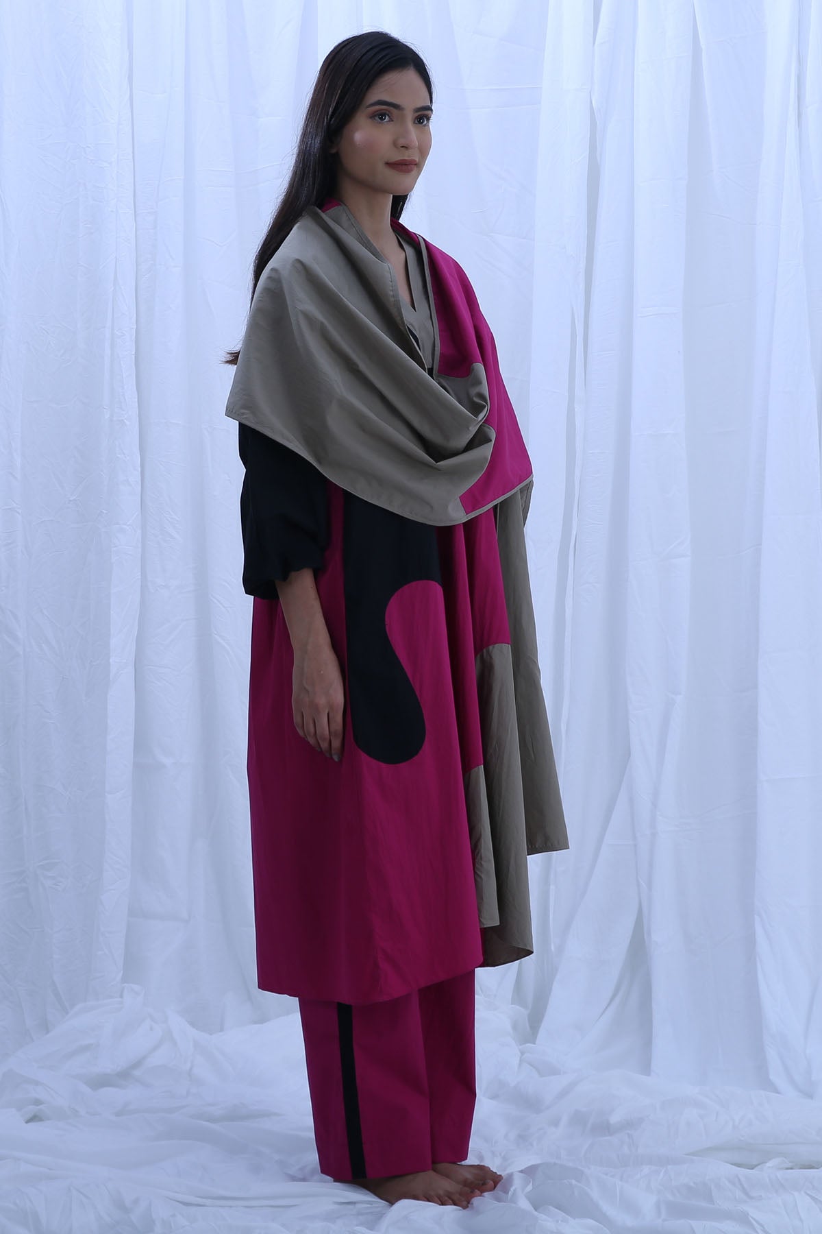 Khat Clothing Colorblock V-Neck Kurta Set for women online at ScrollnShops