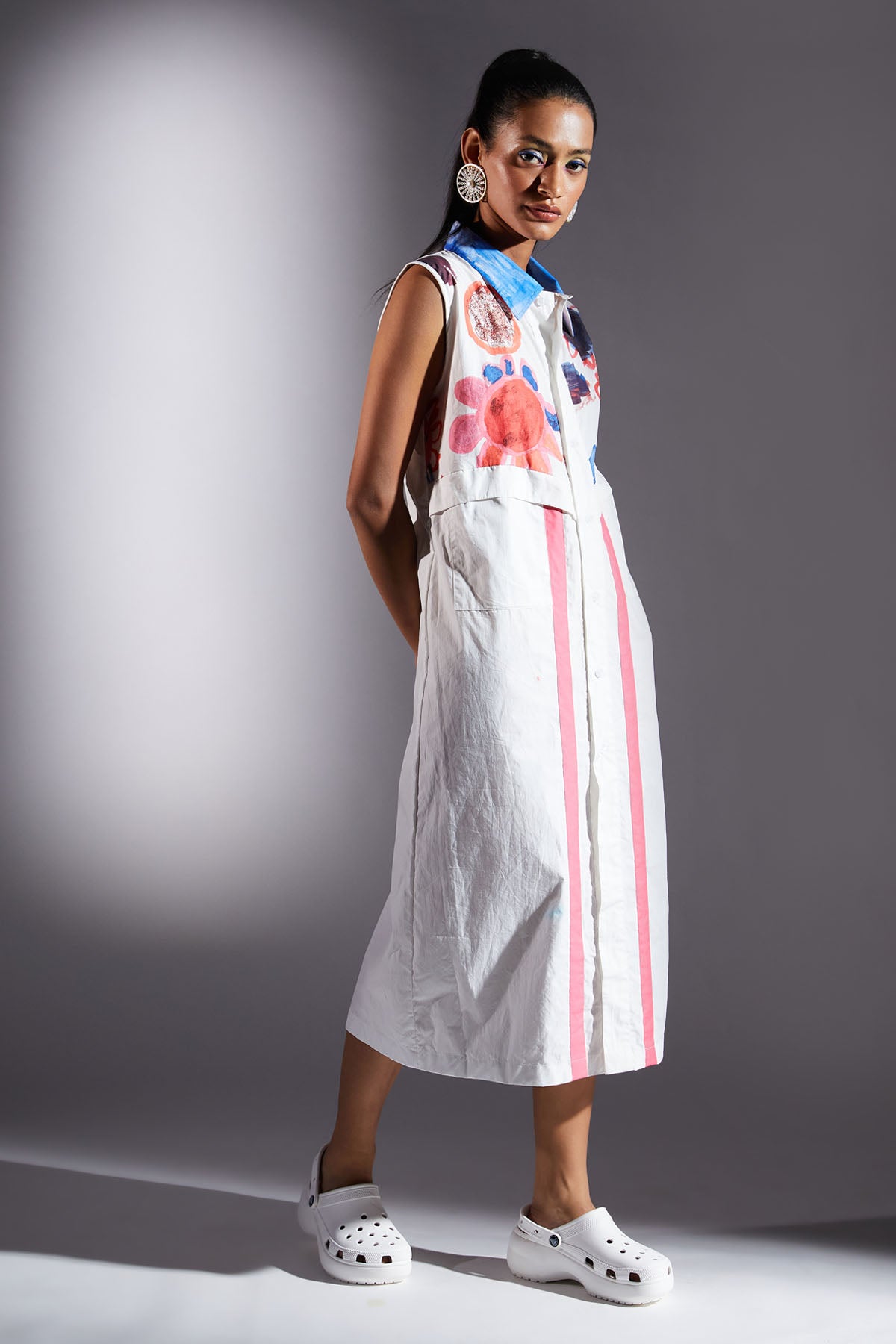 Colorful Flowers Shirt Dress