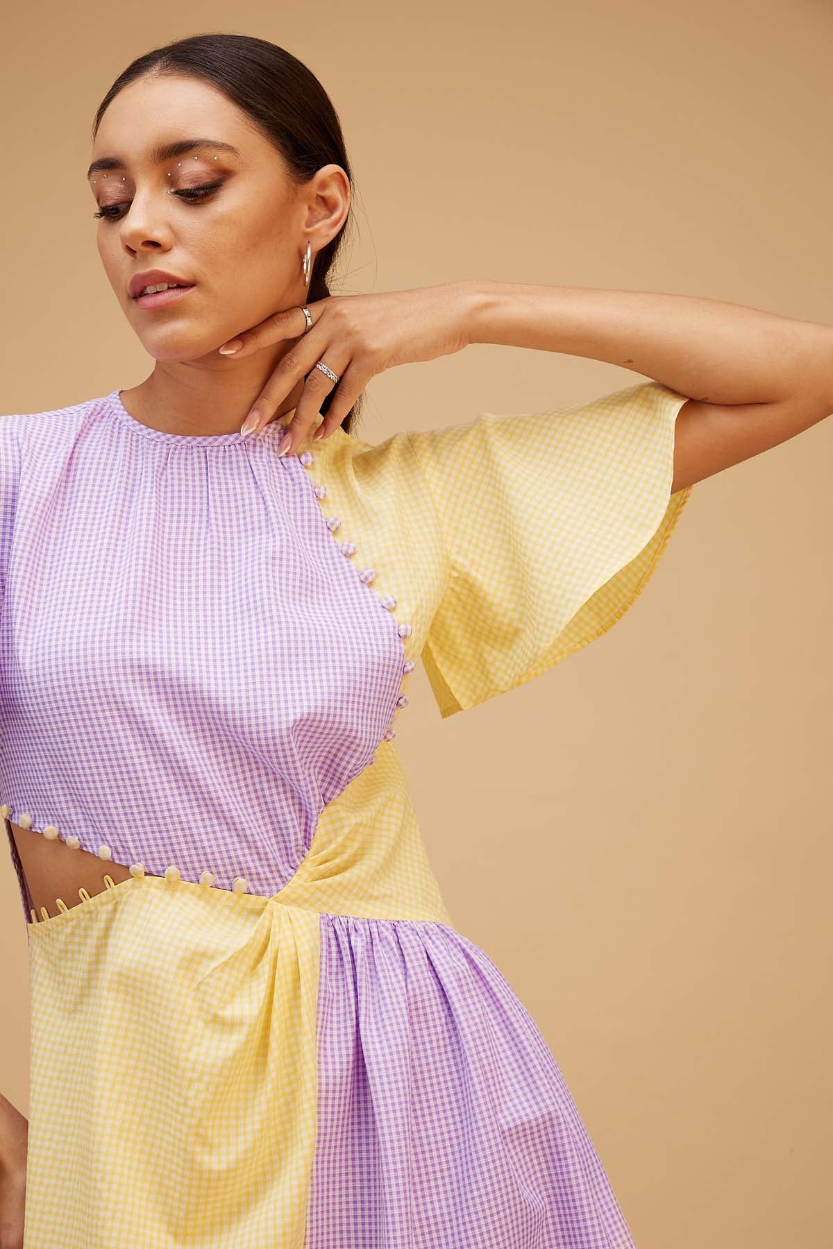 Colour Block Cotton Mini Dress