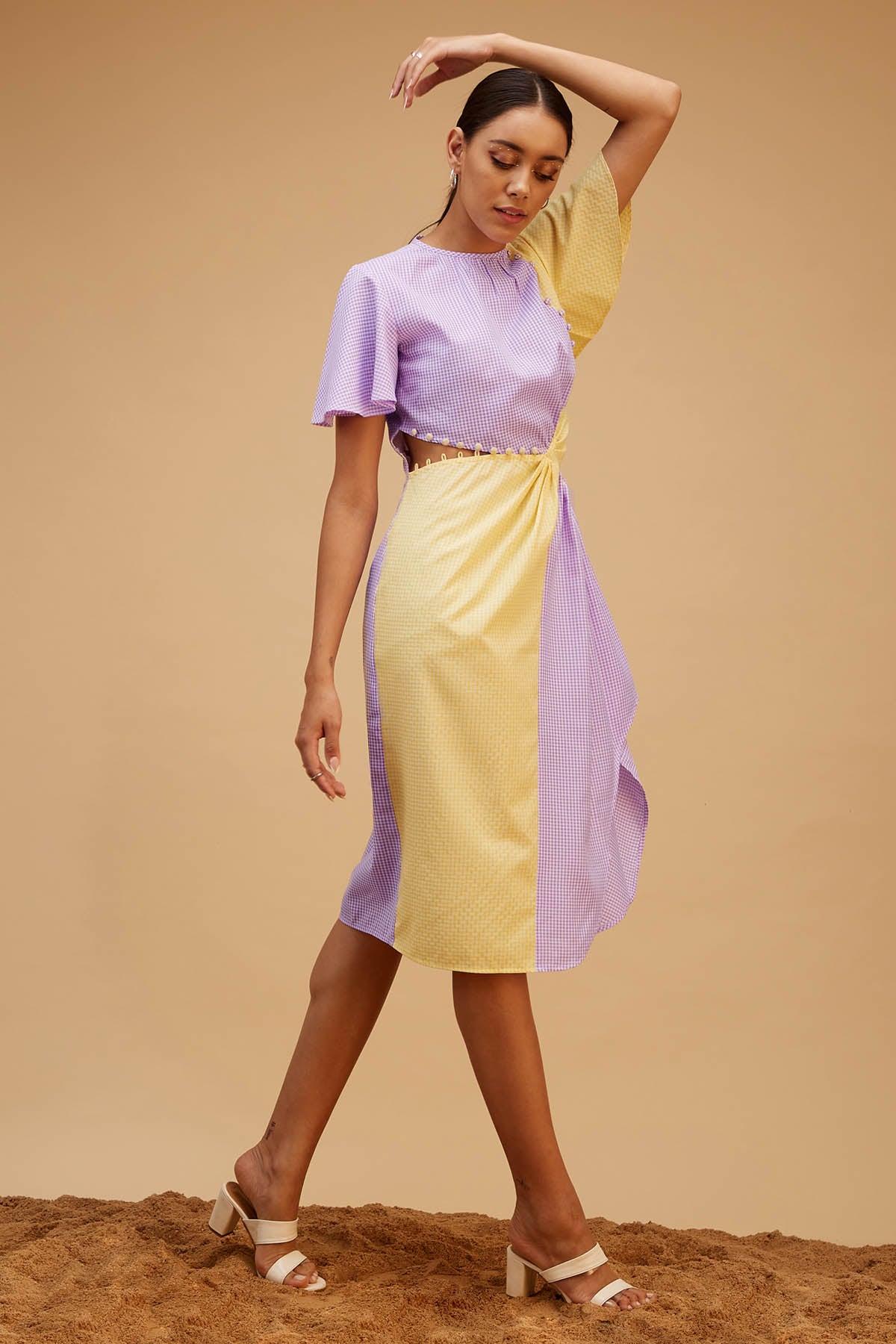 Colour Block Cotton Mini Dress