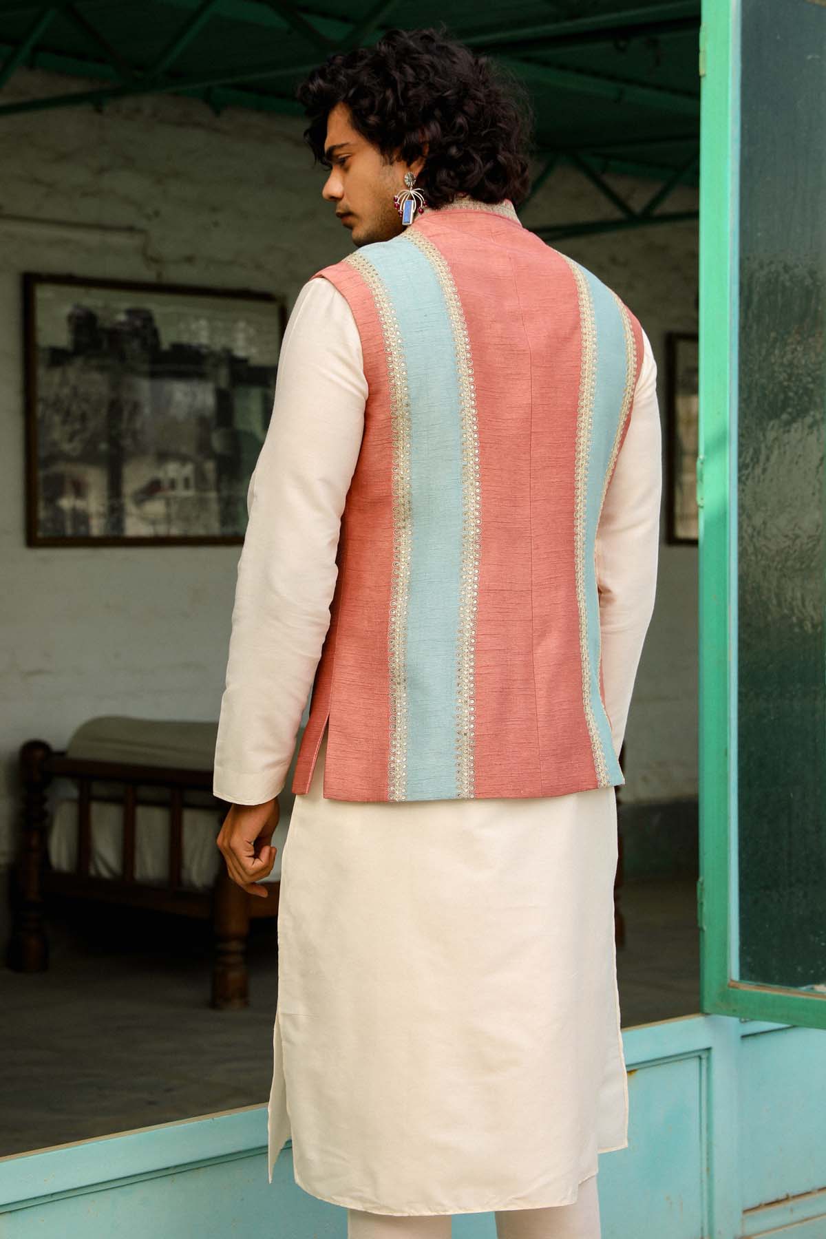 Colour Block Embroidered Bundi