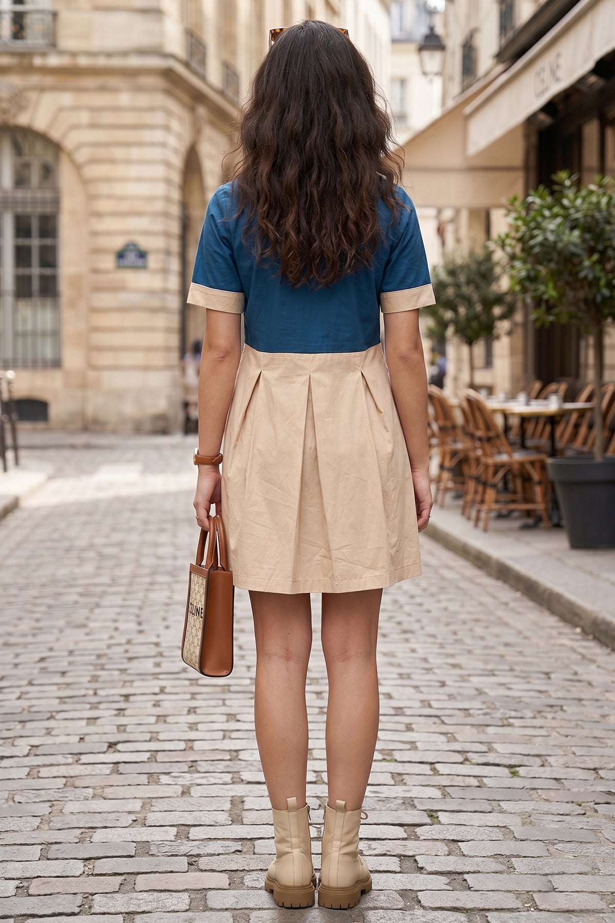 Colour Block Collar Mini Dress