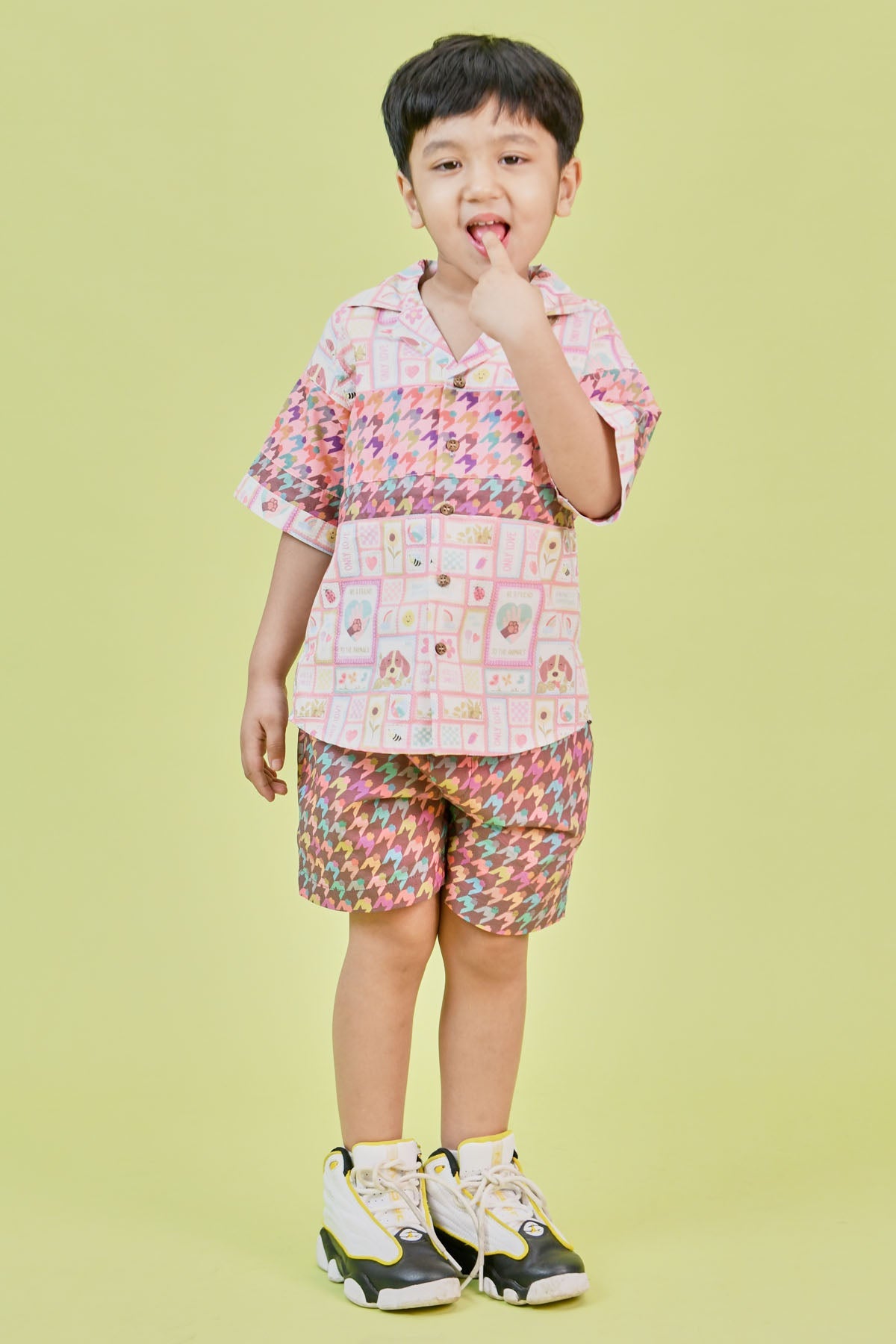 Designer Little Shiro Colour Block Print Co-ord Set For Kids (Boys & Girls) Available online at ScrollnShops