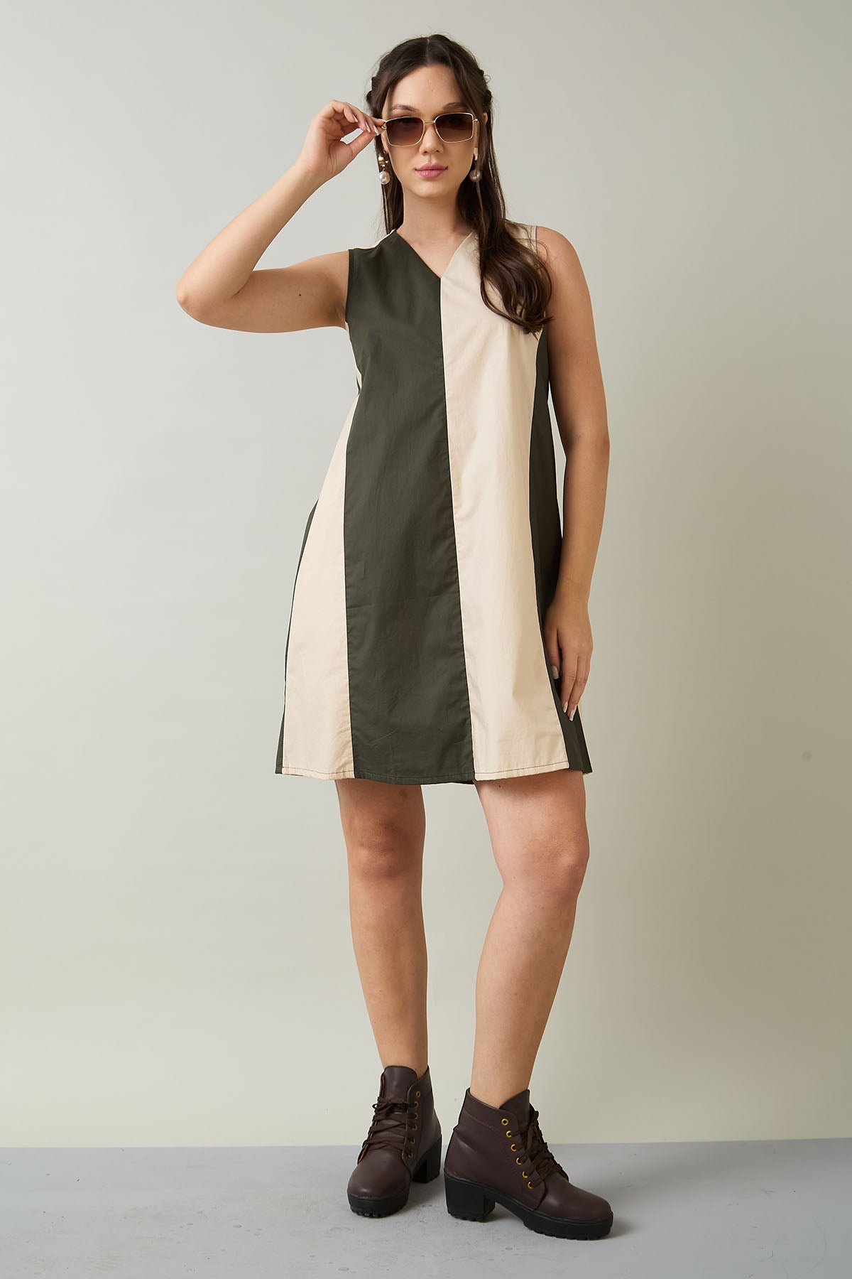 Buy Colour Block Sleeveless Dress by 7teen12 for women online at ScrollnShops