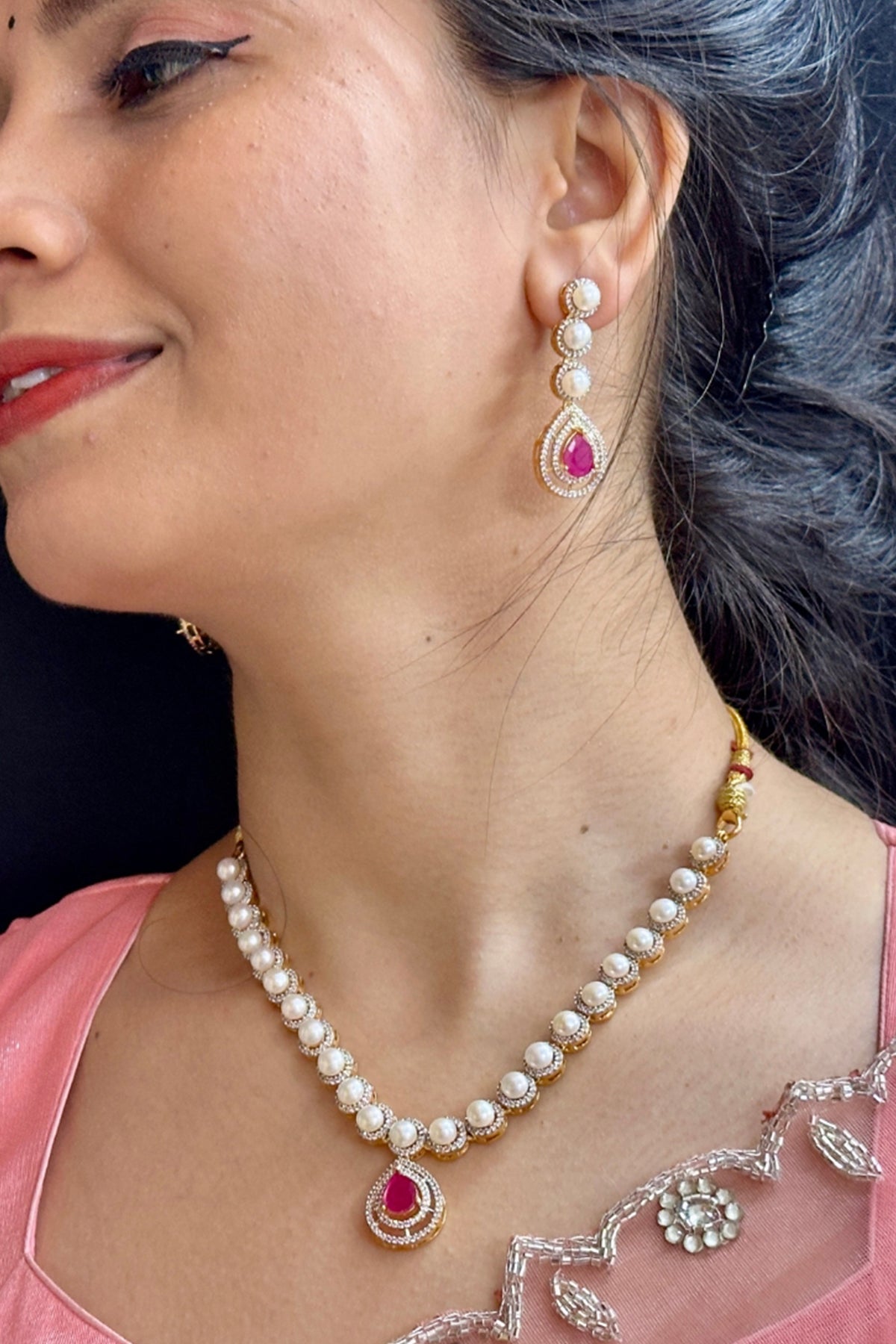 Buy Colour Stone White Jewellery for women by J Pearls online available at scrollnshops