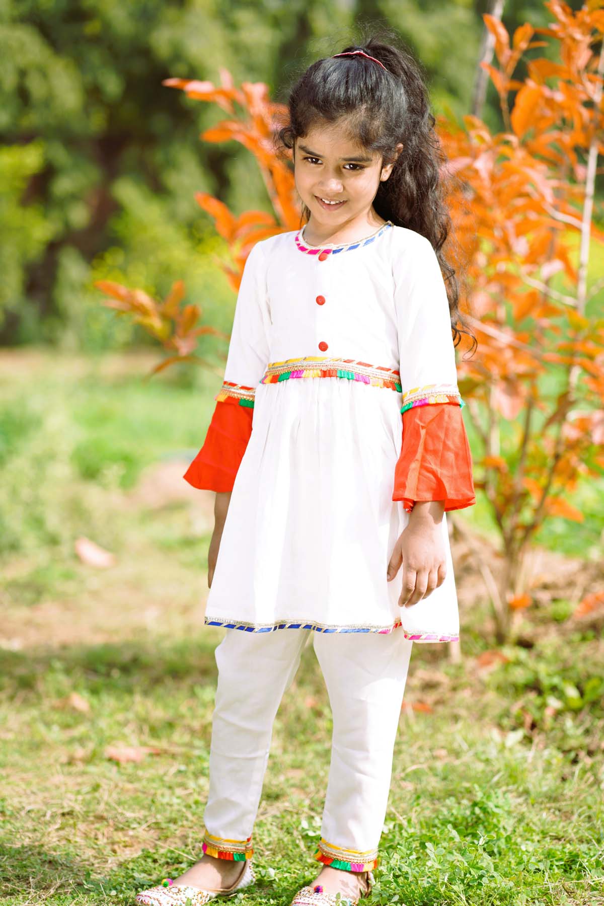 Colourful Lace Embellished Kurta Set