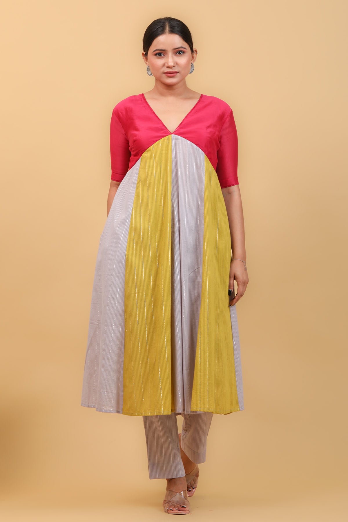 Colourful Panelled Kurta Set