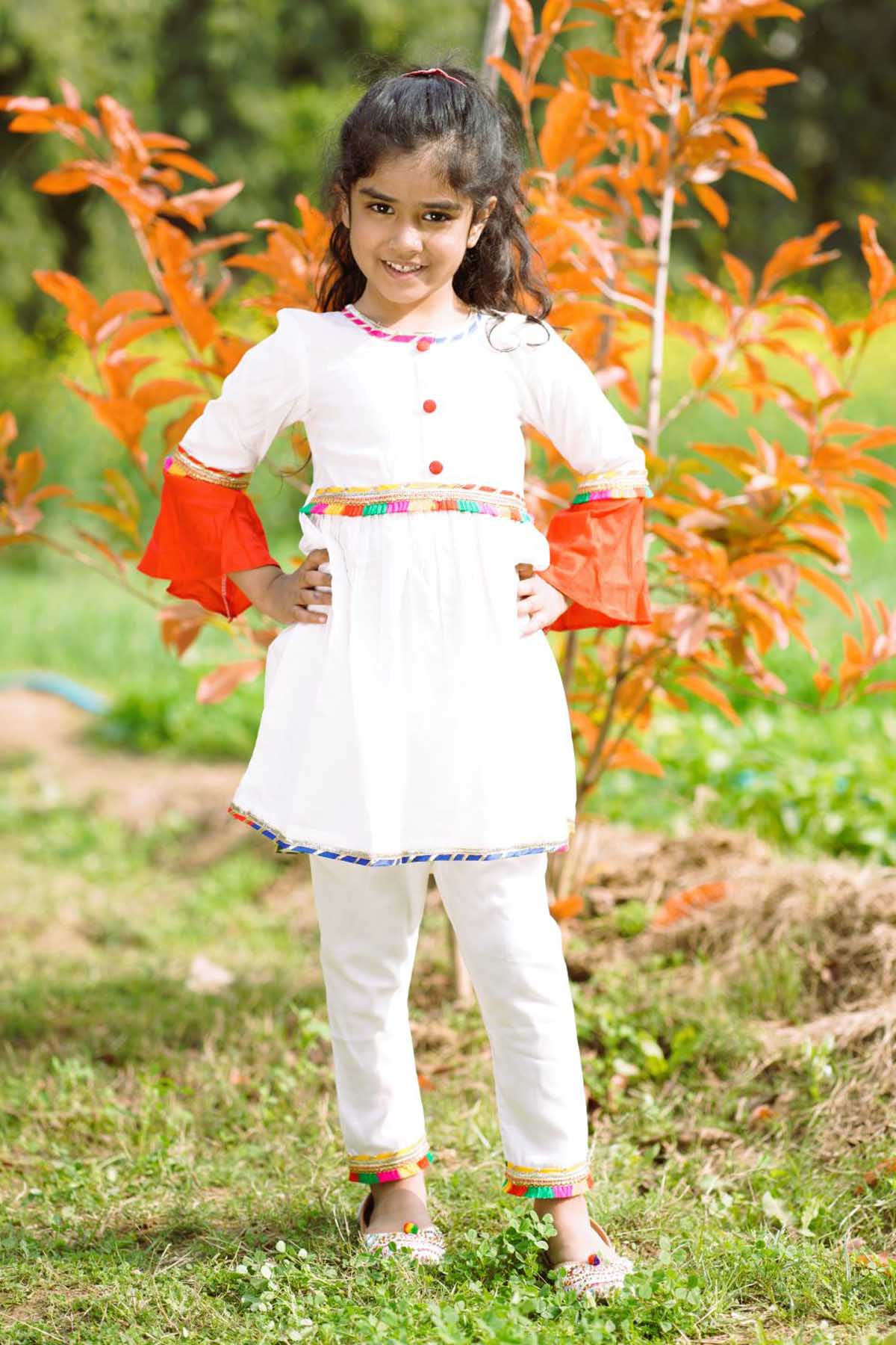 Designer ViYa Colourful Lace Embellished Kurta Set For Kids Available online at ScrollnShops