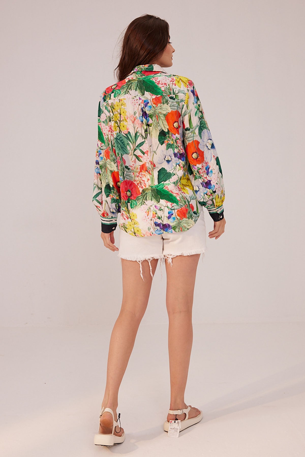 Contrast Cuff Floral Shirt