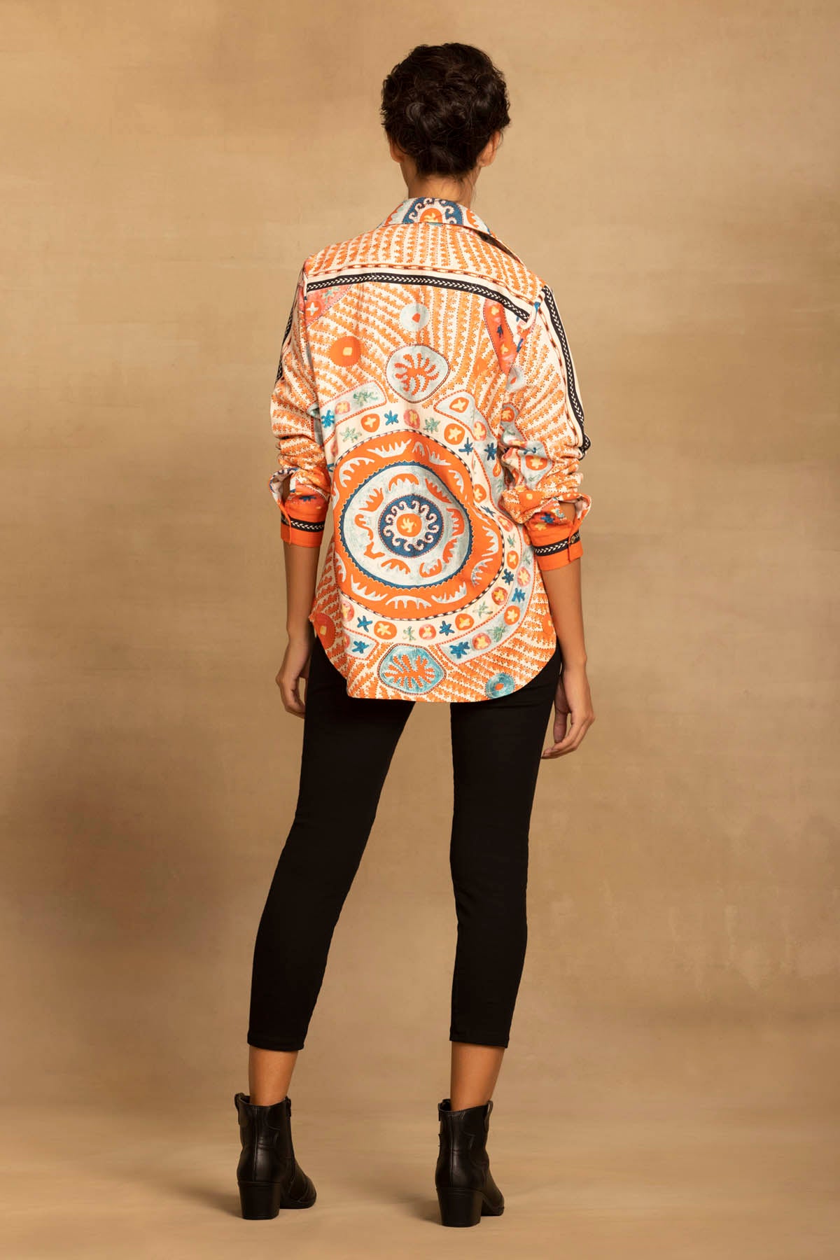 Contrast Placket Ethnic Shirt