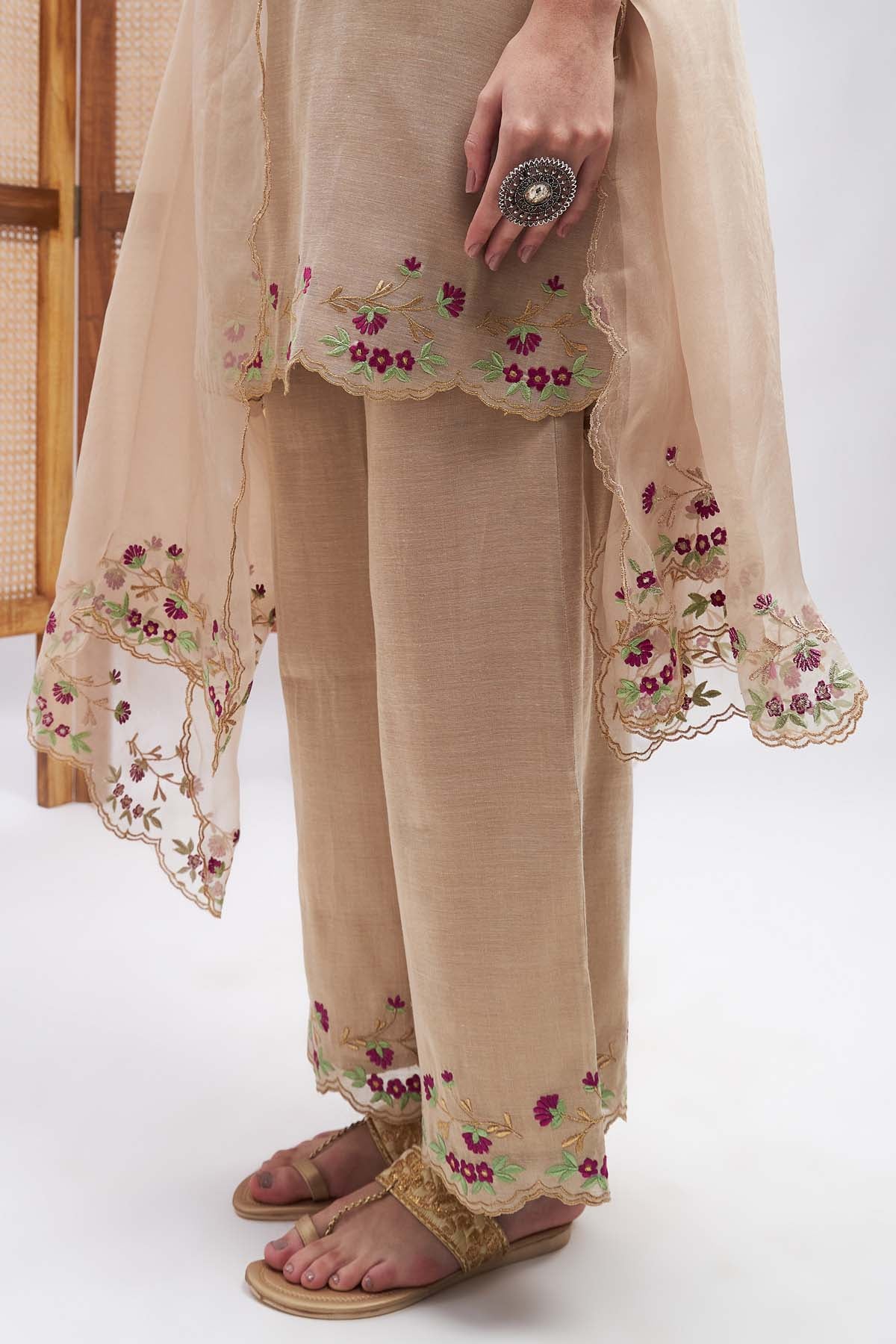 Copper Gold Resham Kurta Set