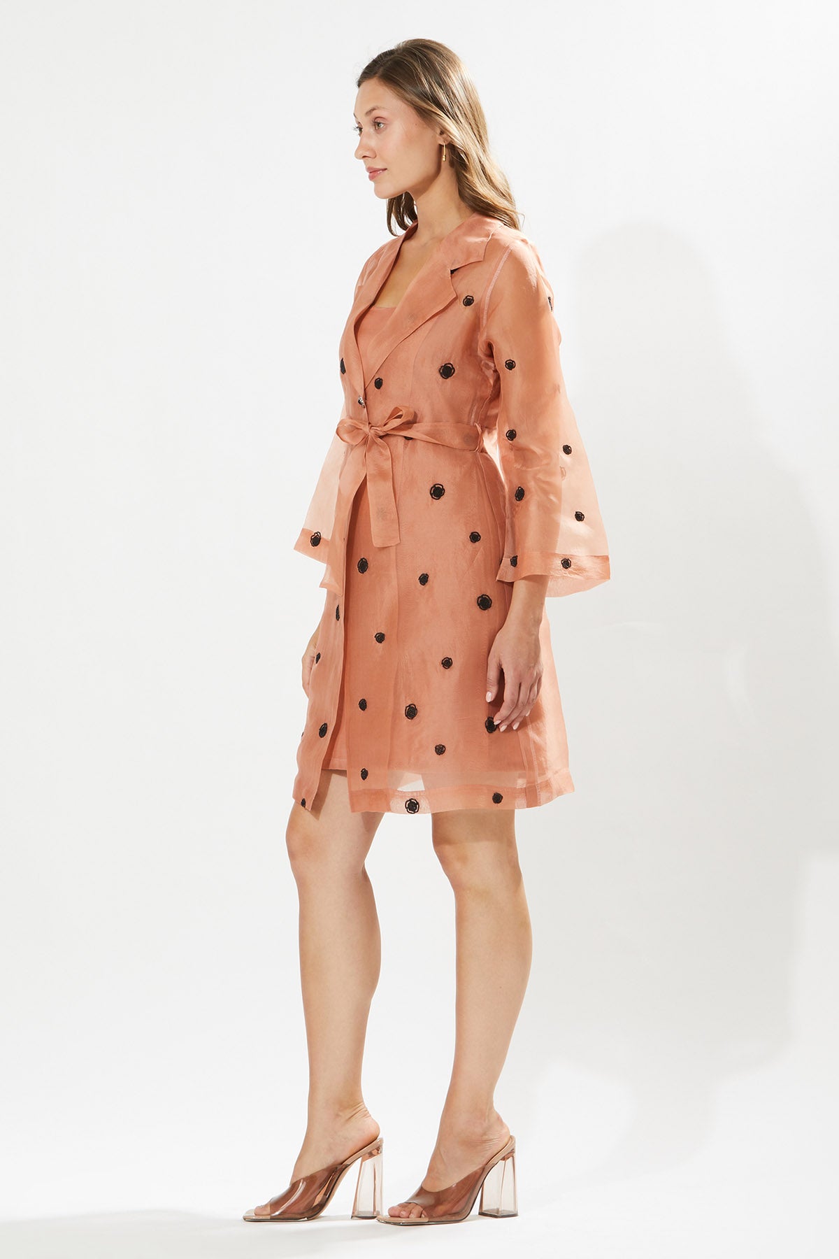 Coral Silk Organza Coat