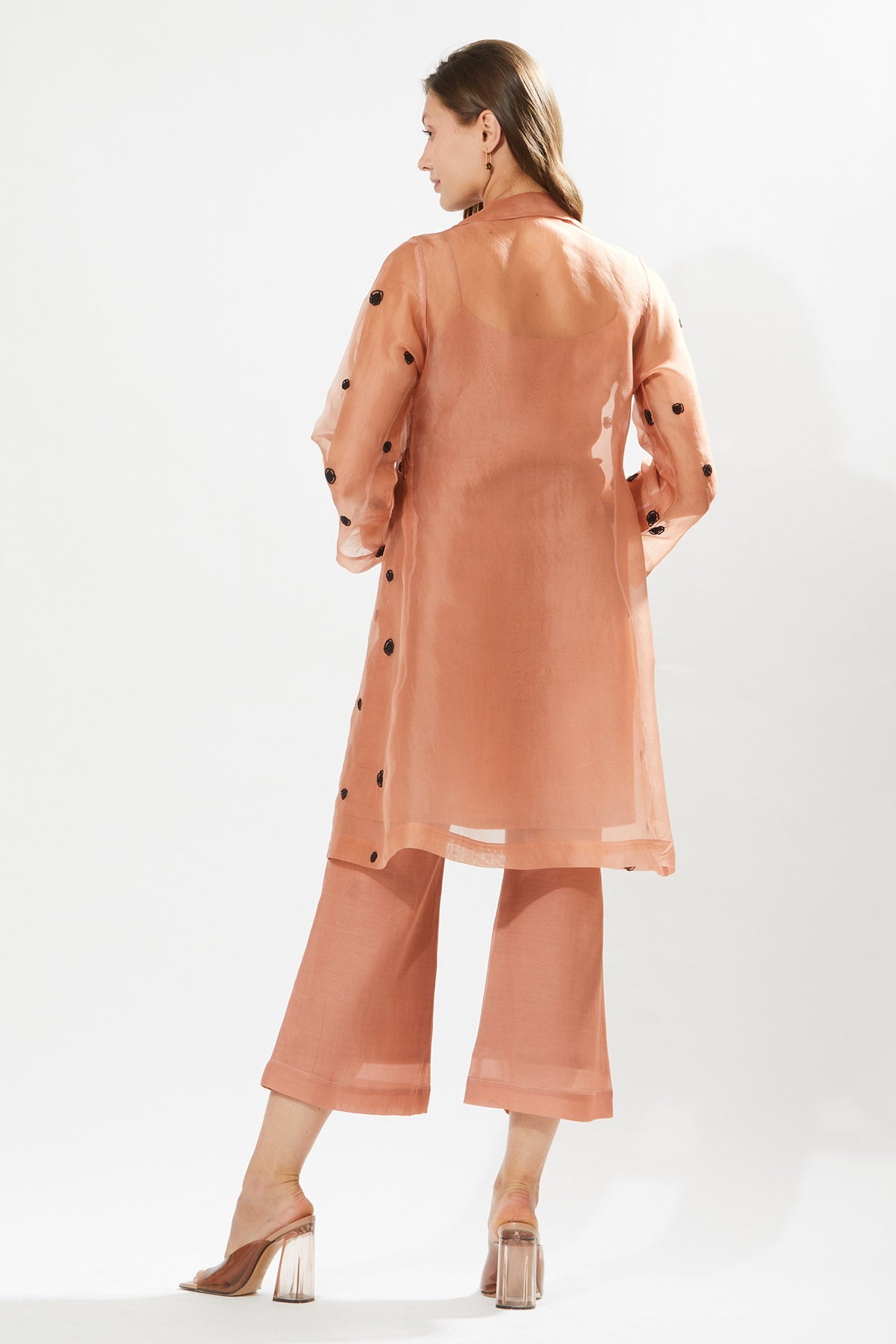 Coral Embroidered Tunic Set