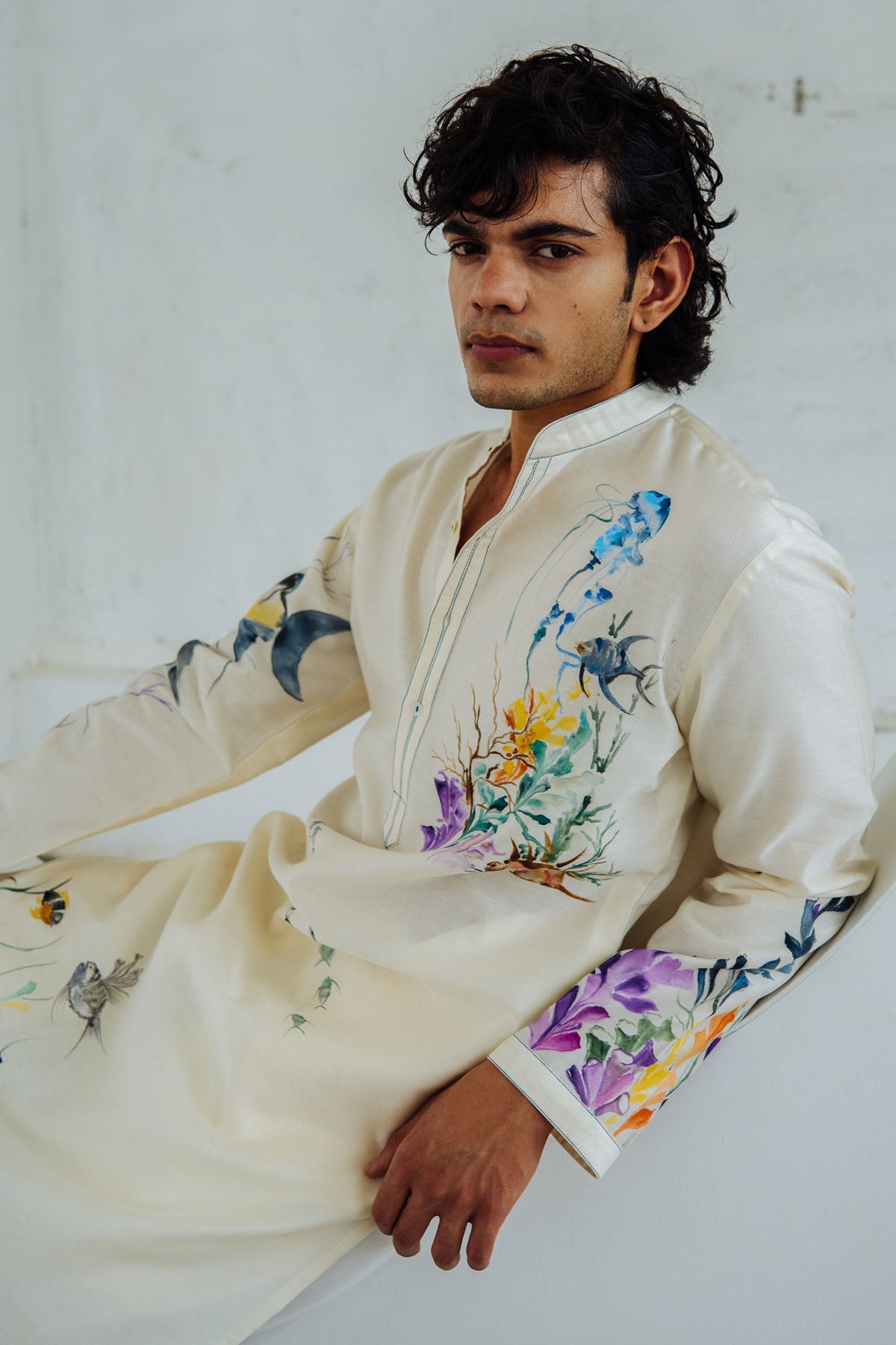 Coral Reef Painted Kurta Set