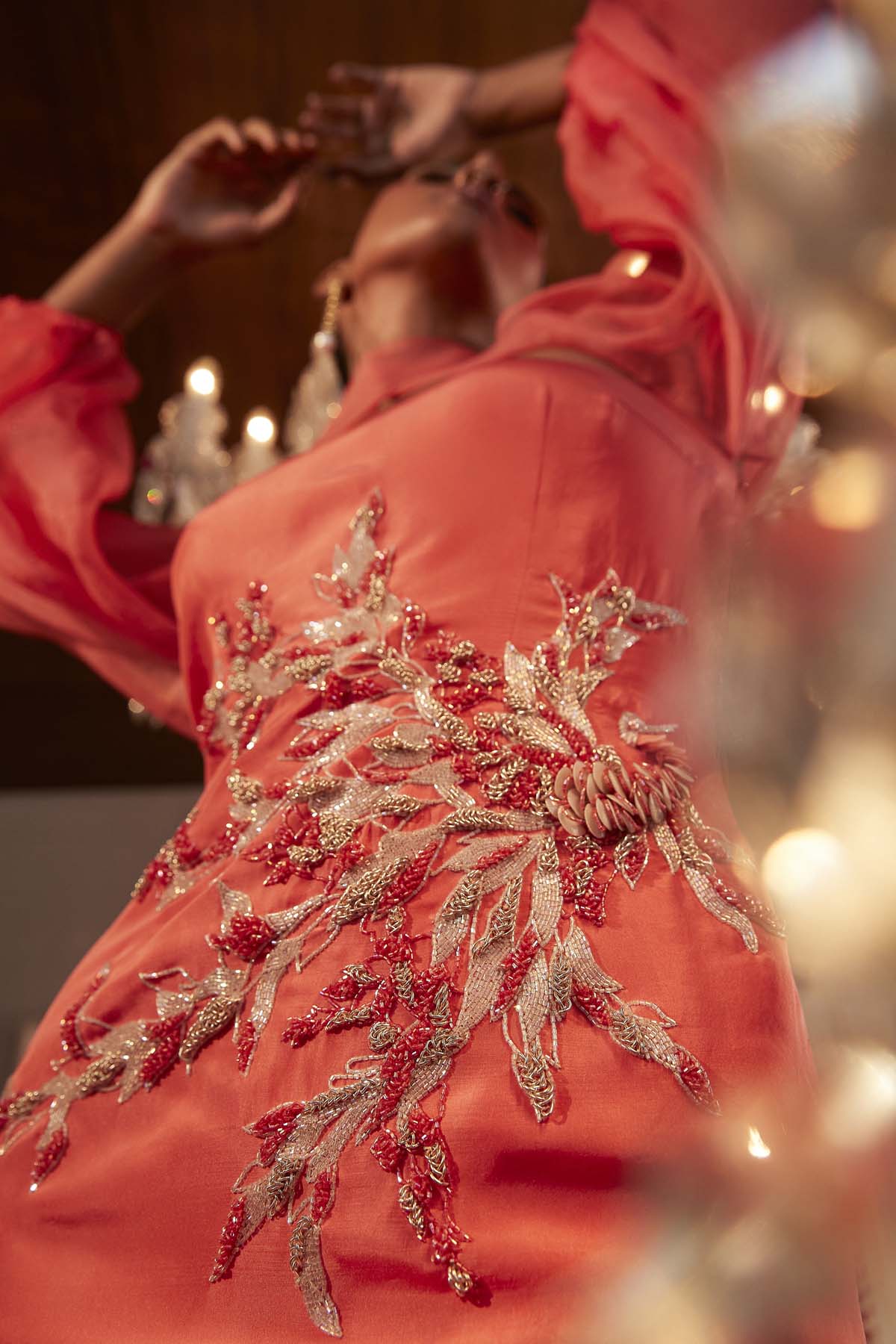 Coral Asymmetrical Top & Pants