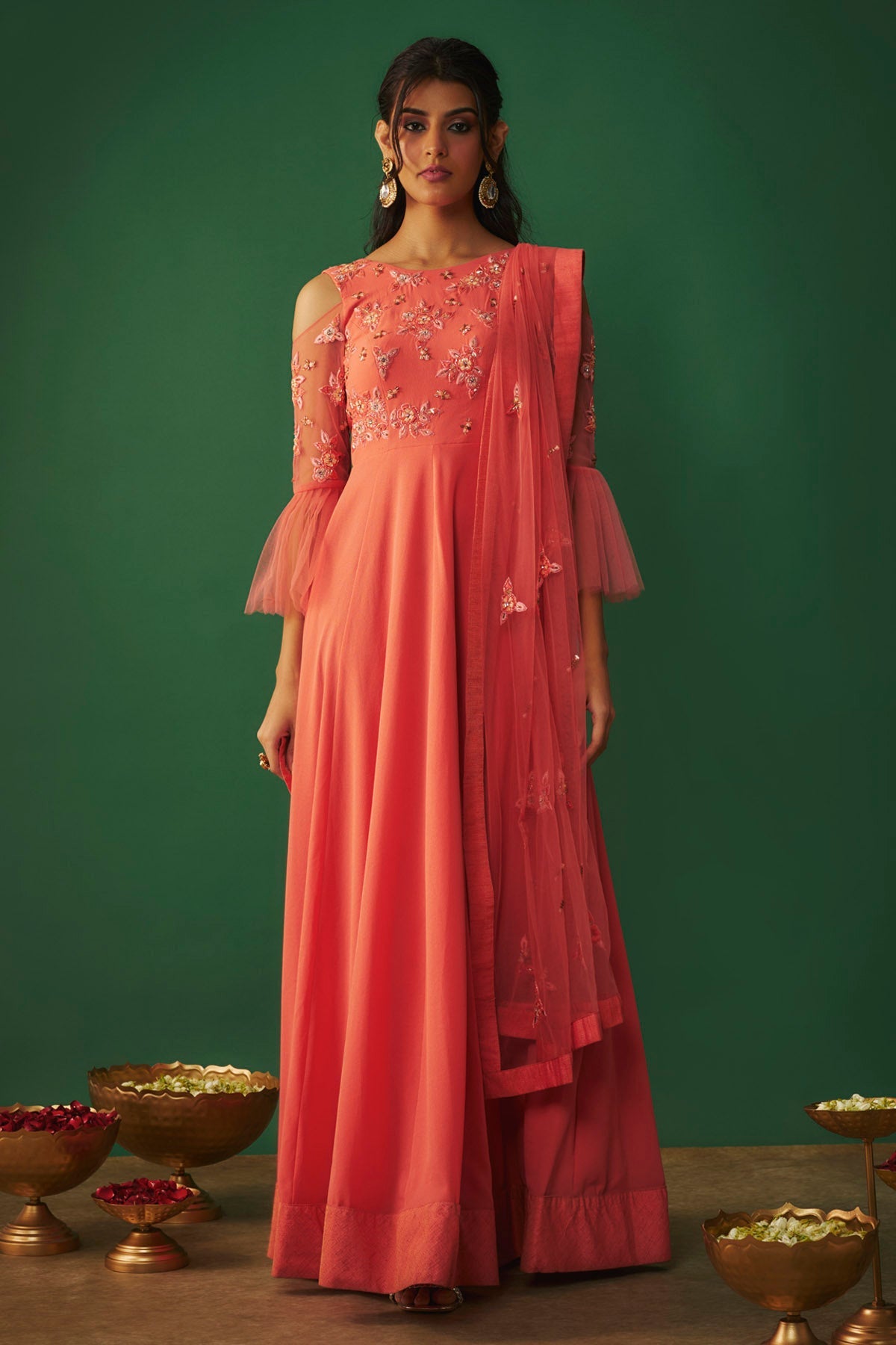 Mehak Murpana Coral Embroidered Anarkali Set for Women Online at ScrollnShops