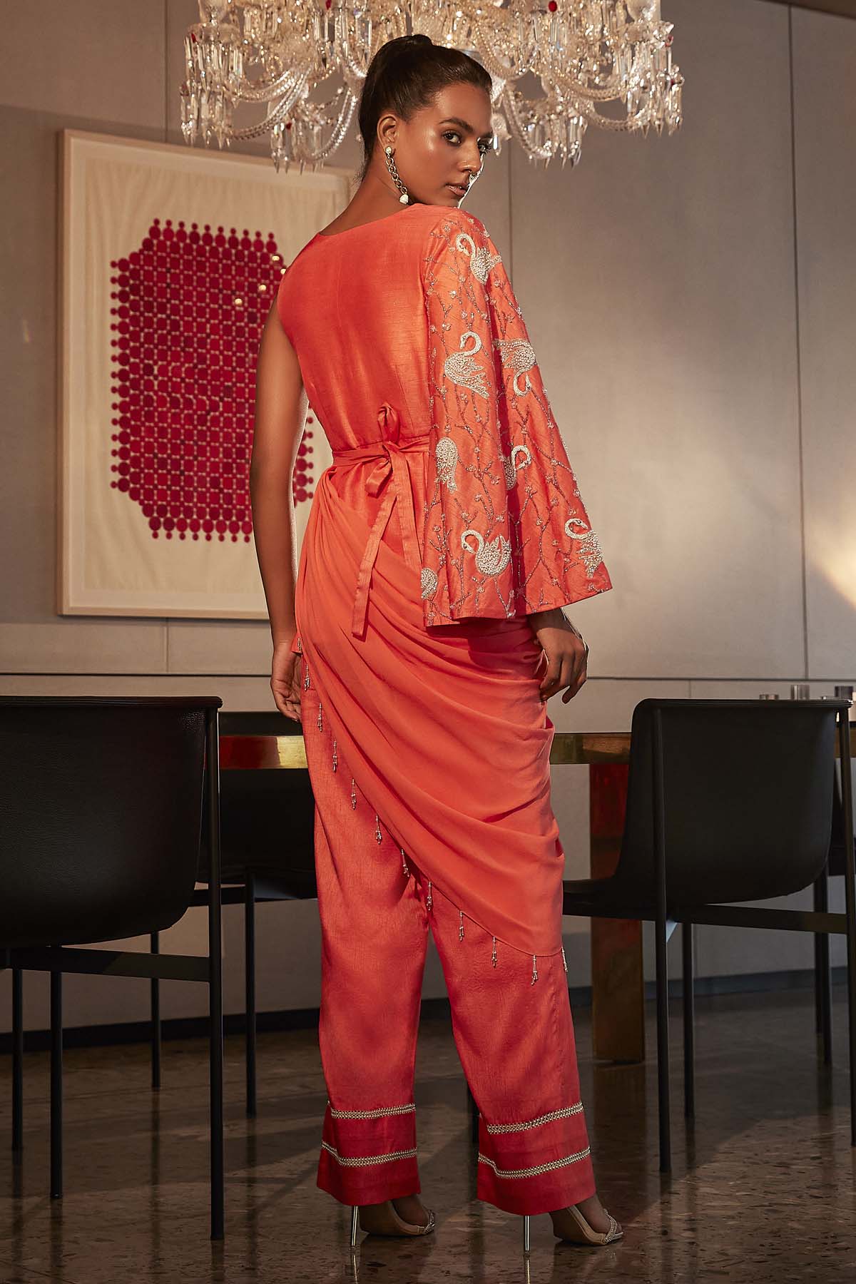 Coral Embroidered Jacket & Pants