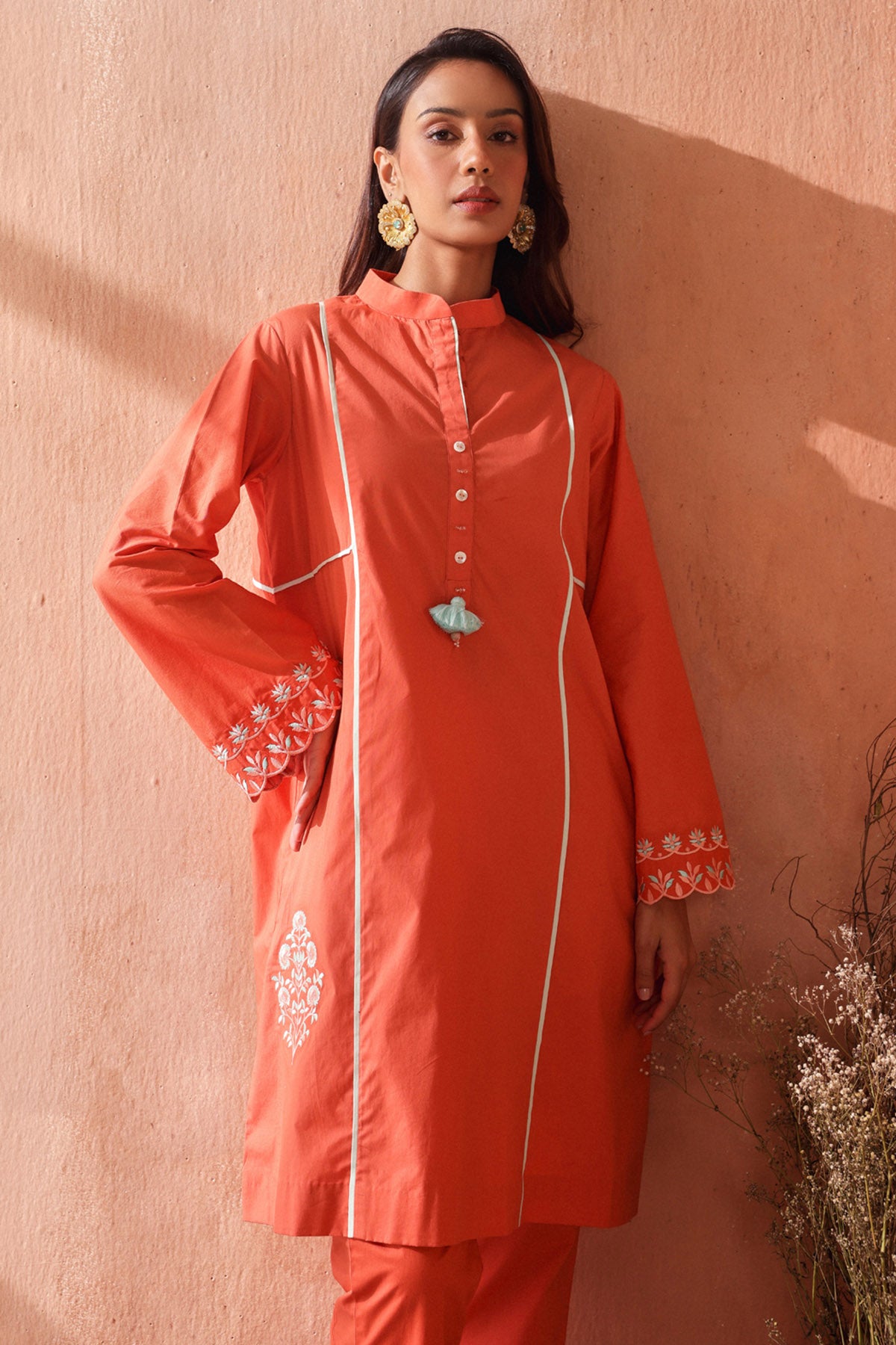 Coral Embroidered Kurta & Pants