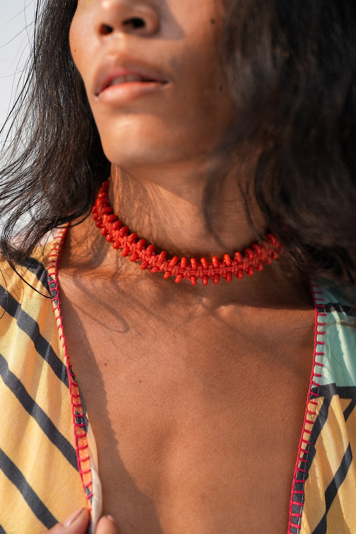 Buy Coral Macrame Pattern Choker by Beachbum for women online at ScrollnShops