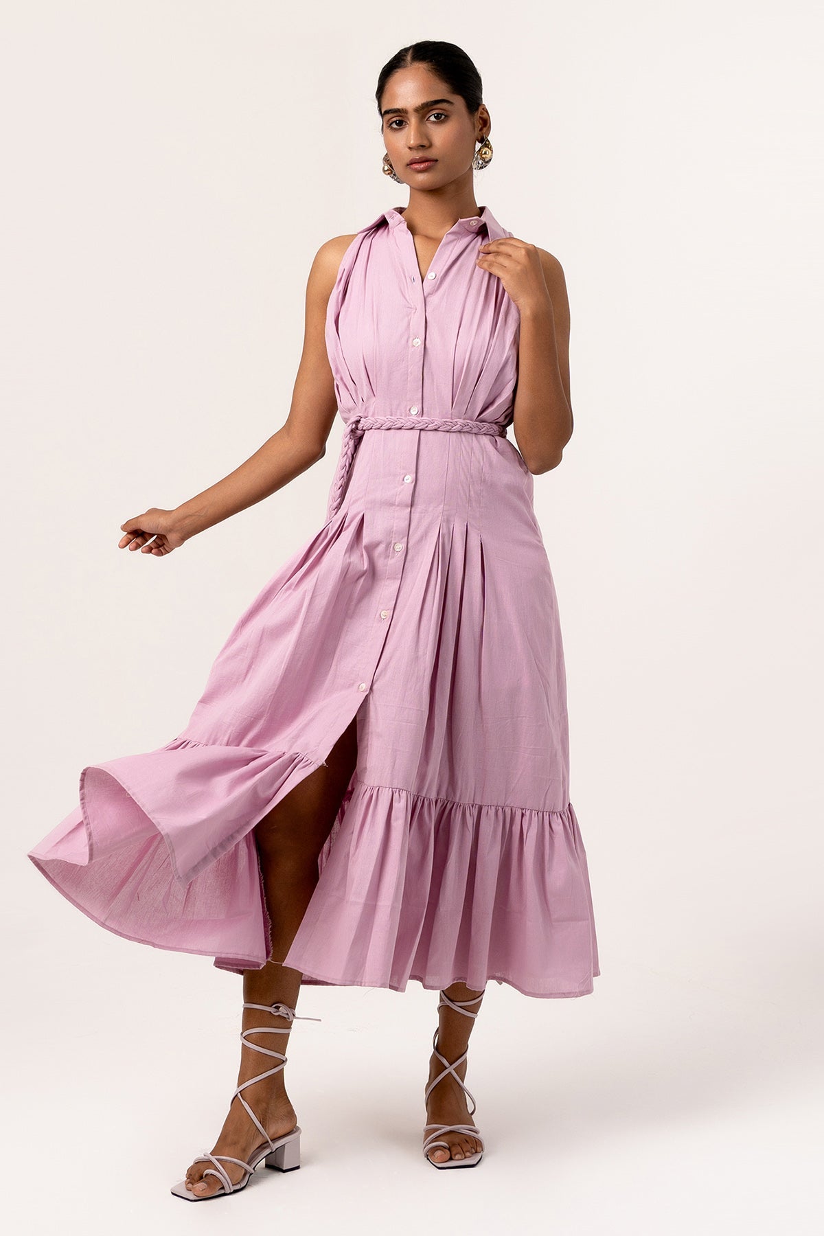 Buy Coral Sleeveless Dress & Belt by Seher Studio for women online at ScrollnShops