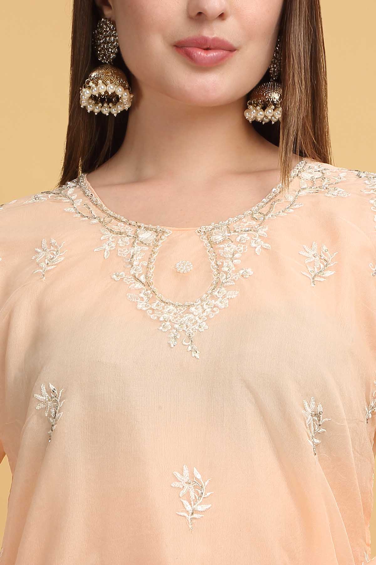 Coral Zari Embroidered Kurta Set