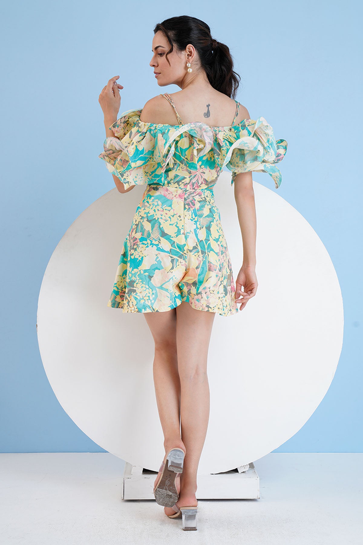 Corsage Printed Short Jumpsuit