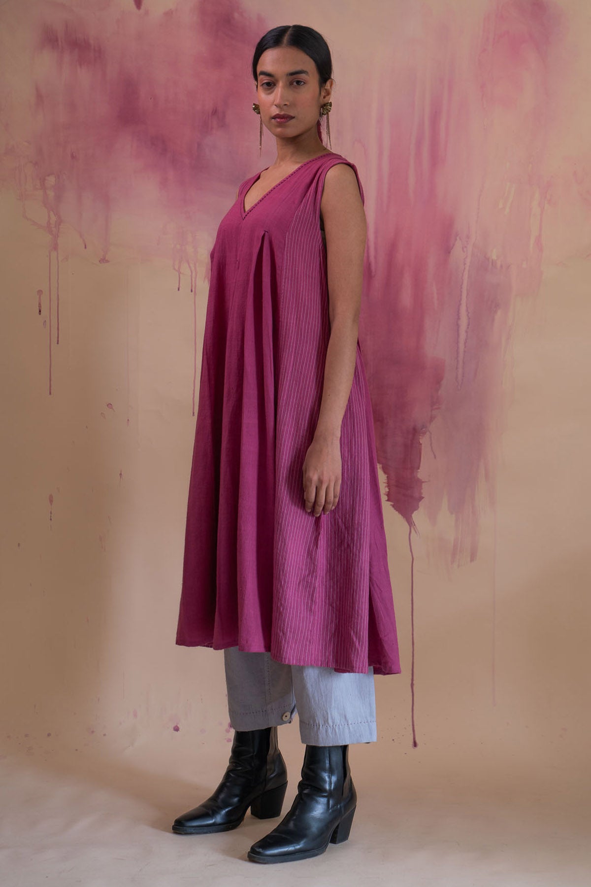 Cotton Flared Dress & Pant Set