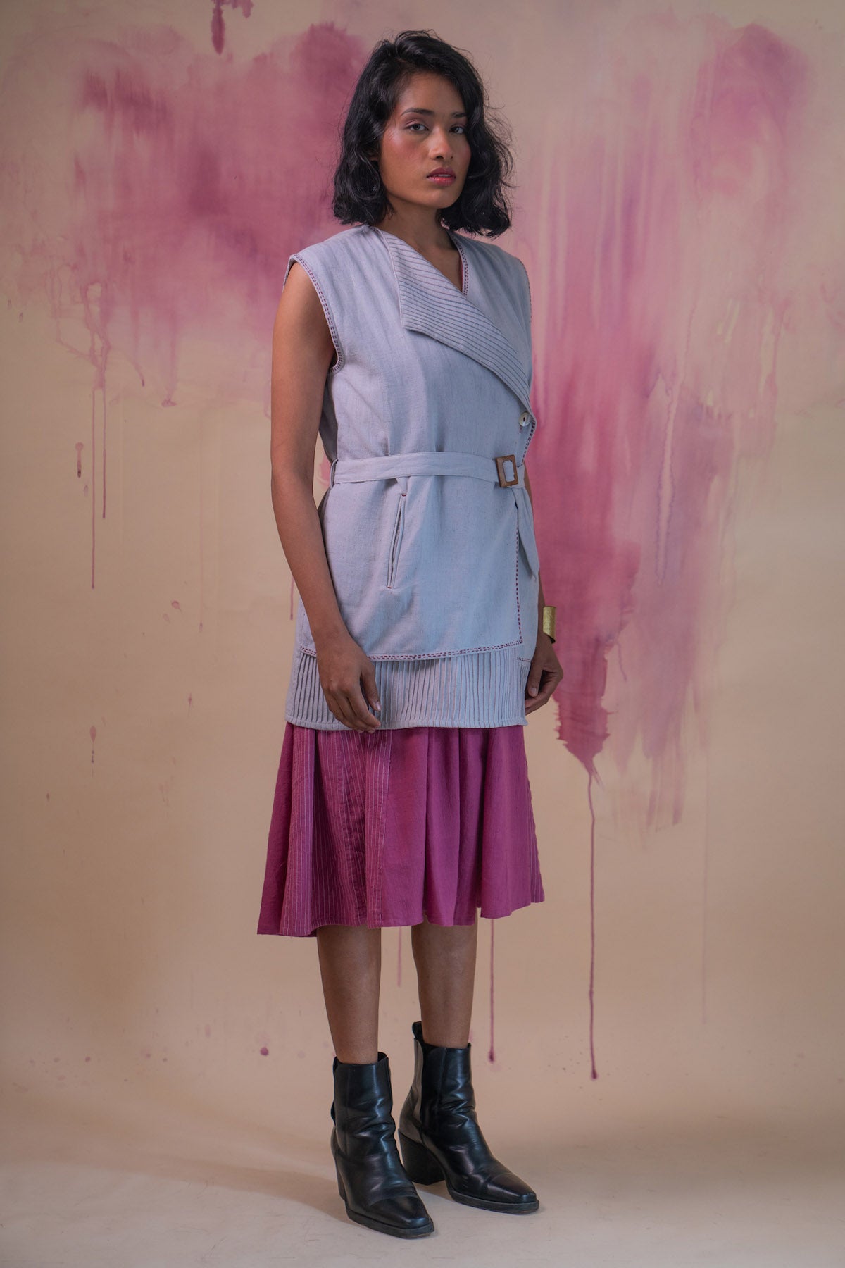 Cotton Grey Asymmetric Jacket