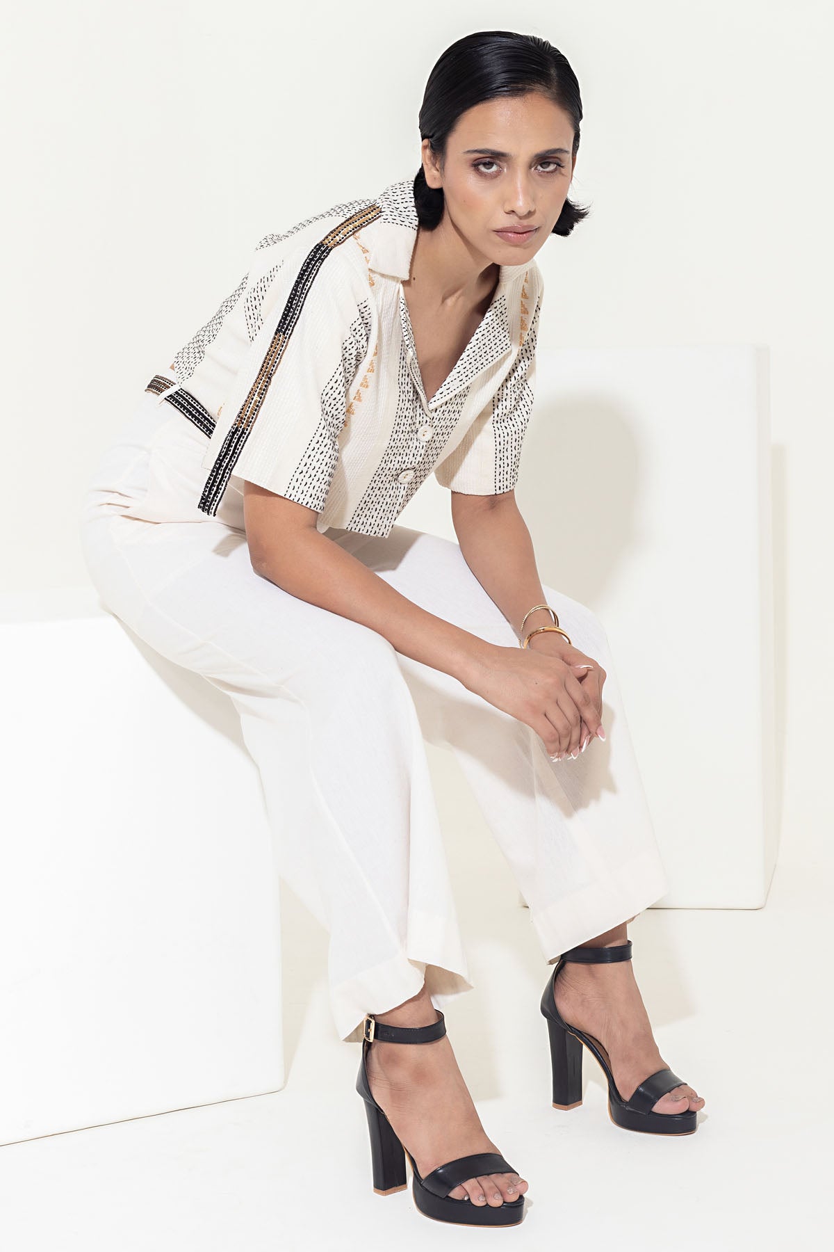 Cotton Ivory Cropped Jacket