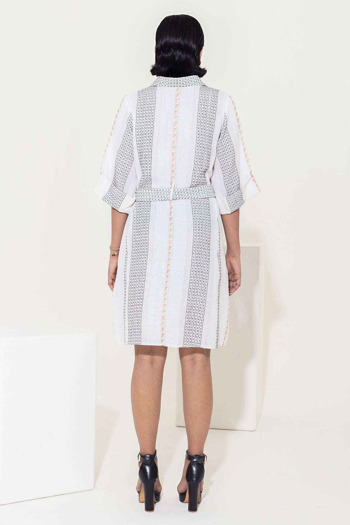 Cotton Ivory Shirt Dress & Belt