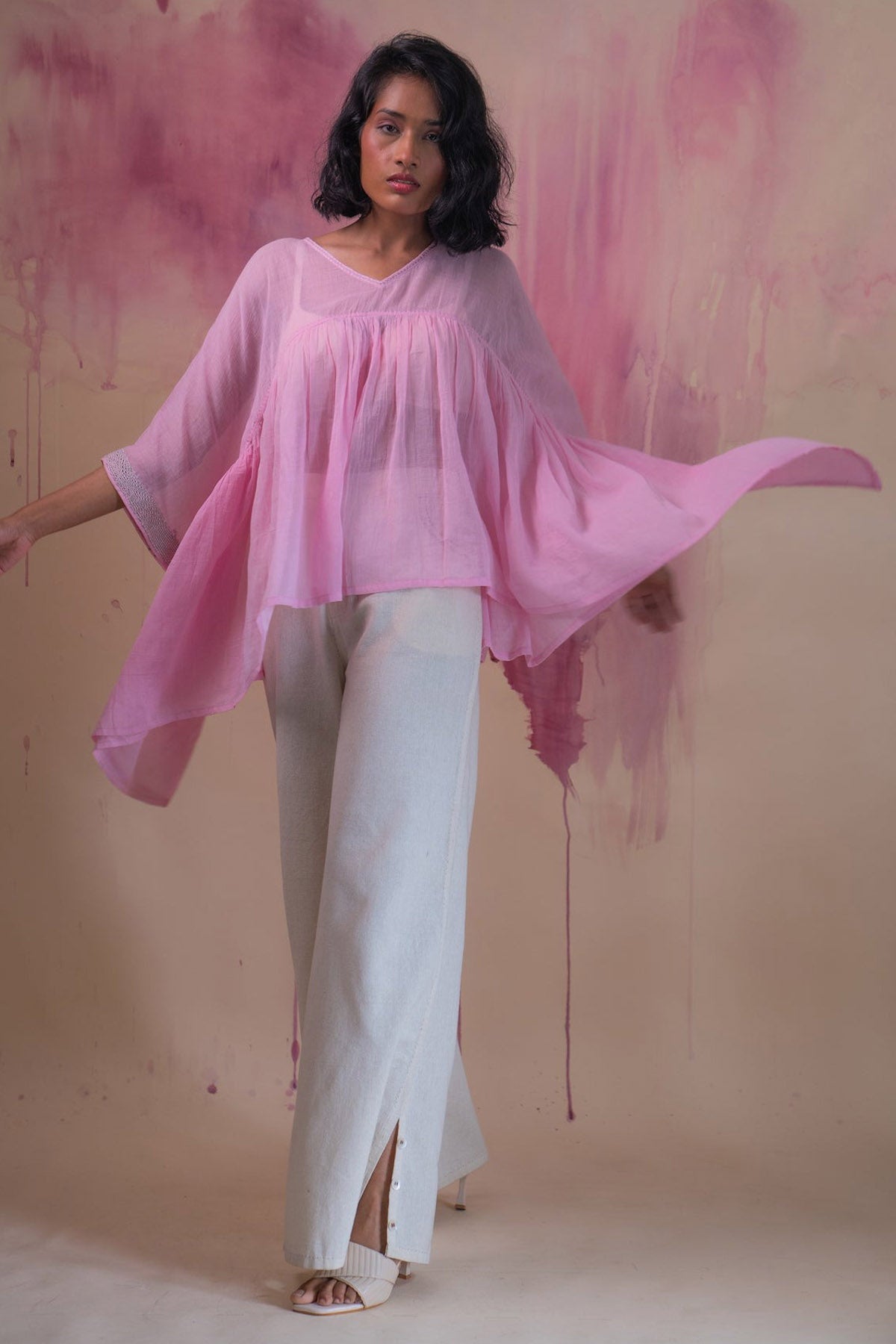 Cotton Kaftan Top & Slit Pants