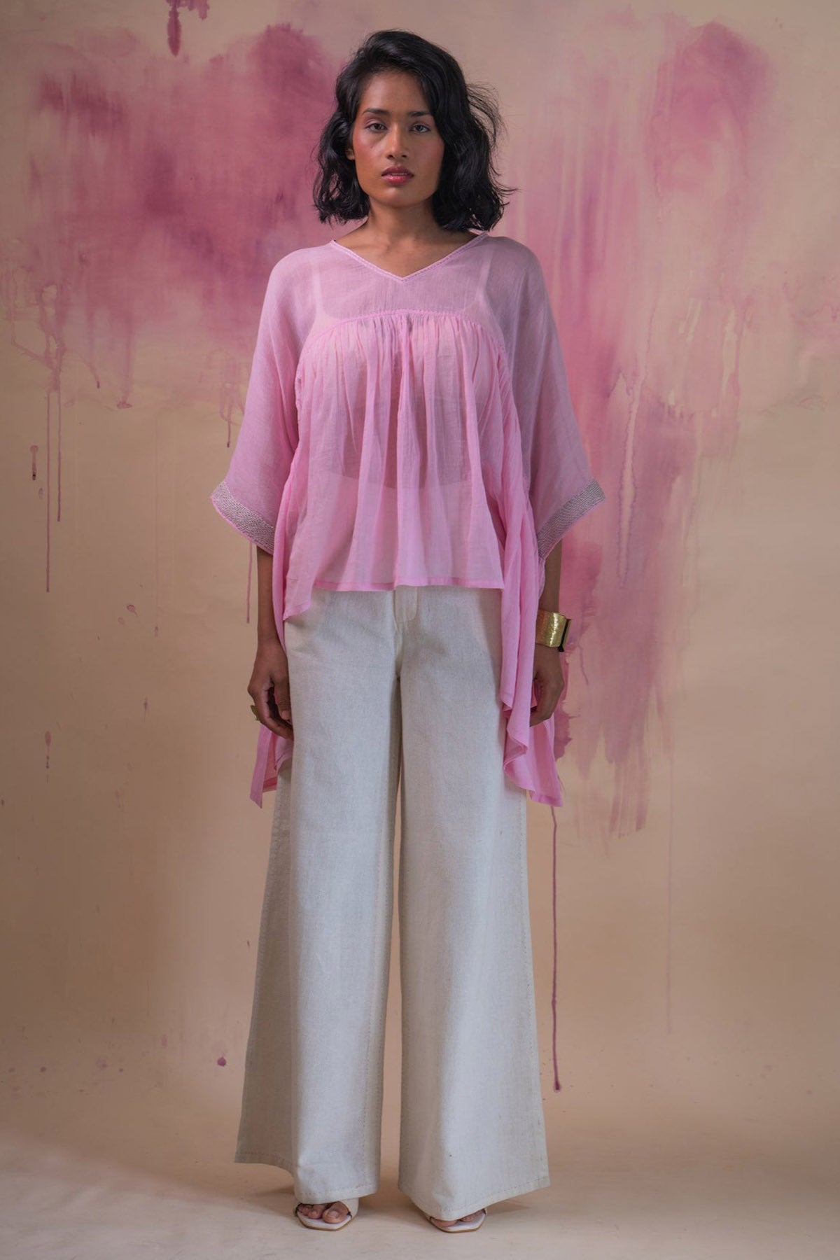 Cotton Kaftan Top & Slit Pants